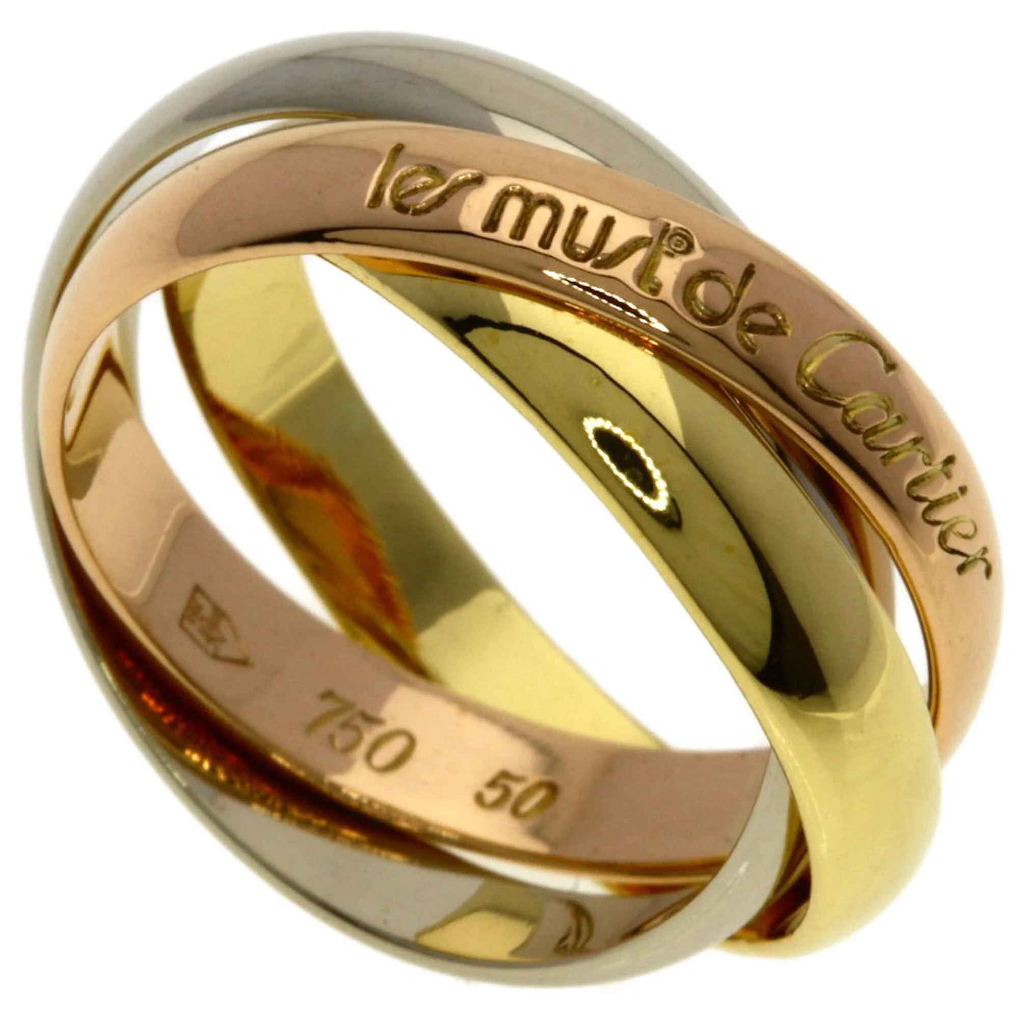 Vendome Louis Cartier Band Ring 18K Tricolor Gold