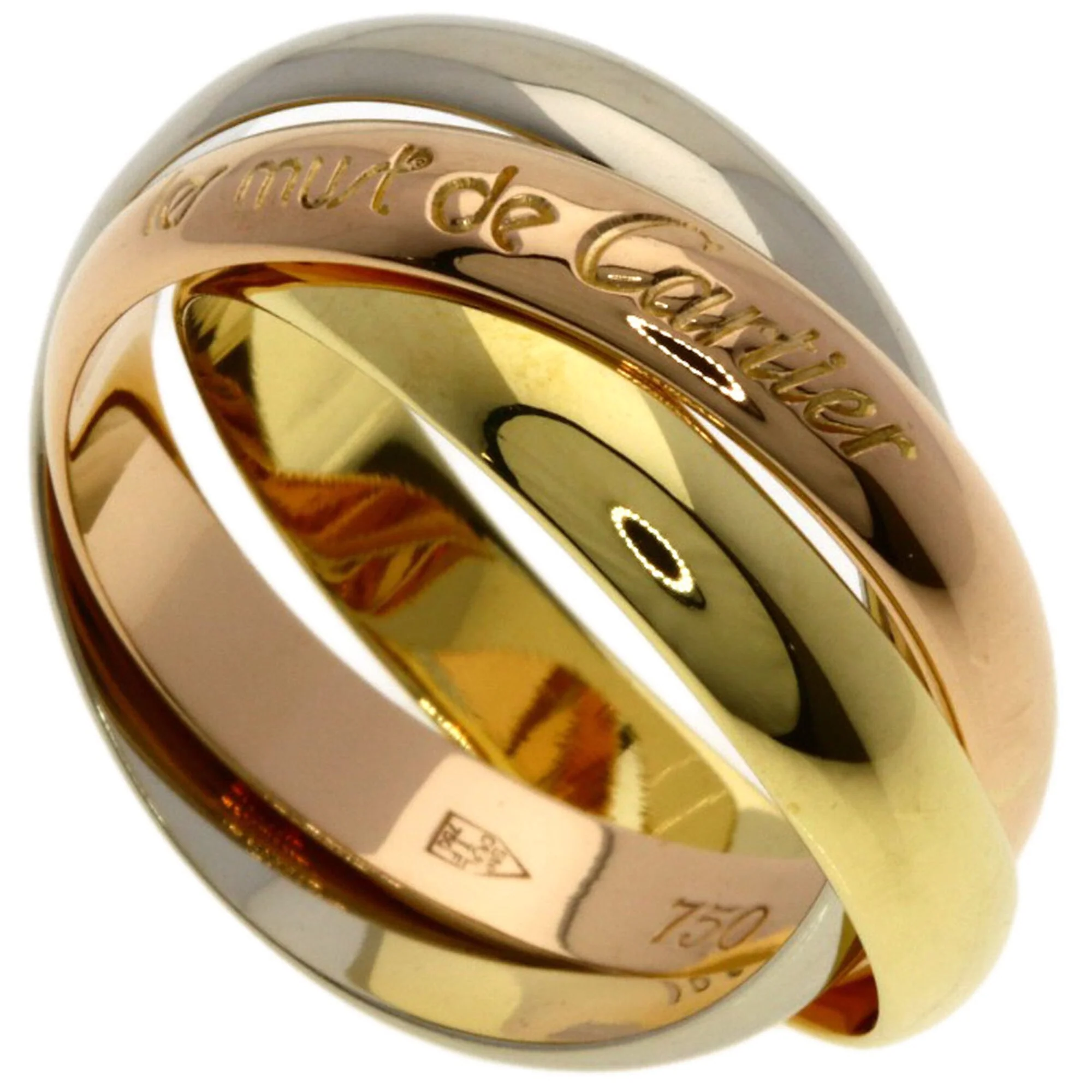 Vendome Louis Cartier Band Ring 18K Tricolor Gold