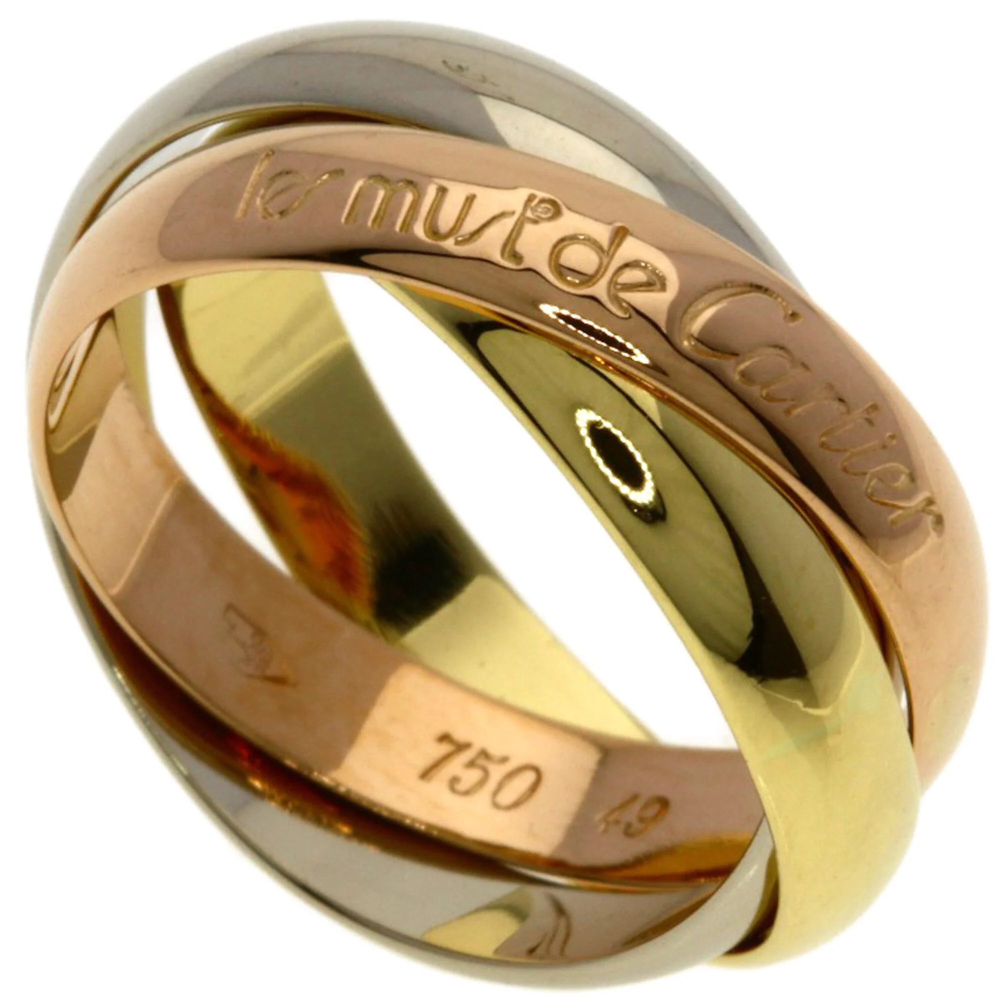 Vendome Louis Cartier Band Ring 18K Tricolor Gold