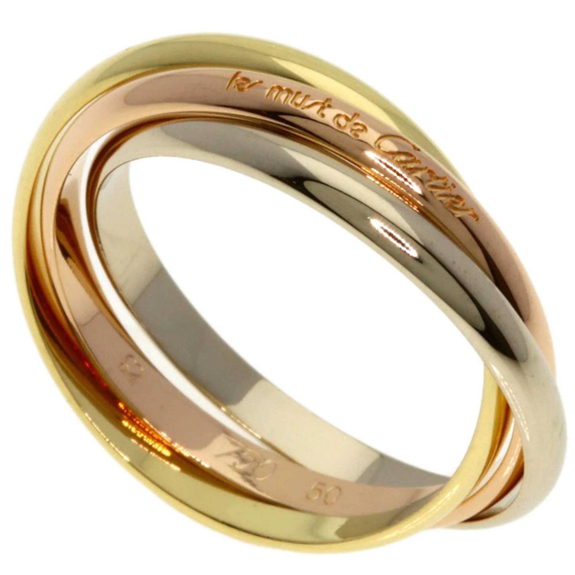 Vendome Louis Cartier Band Ring 18K Tricolor Gold