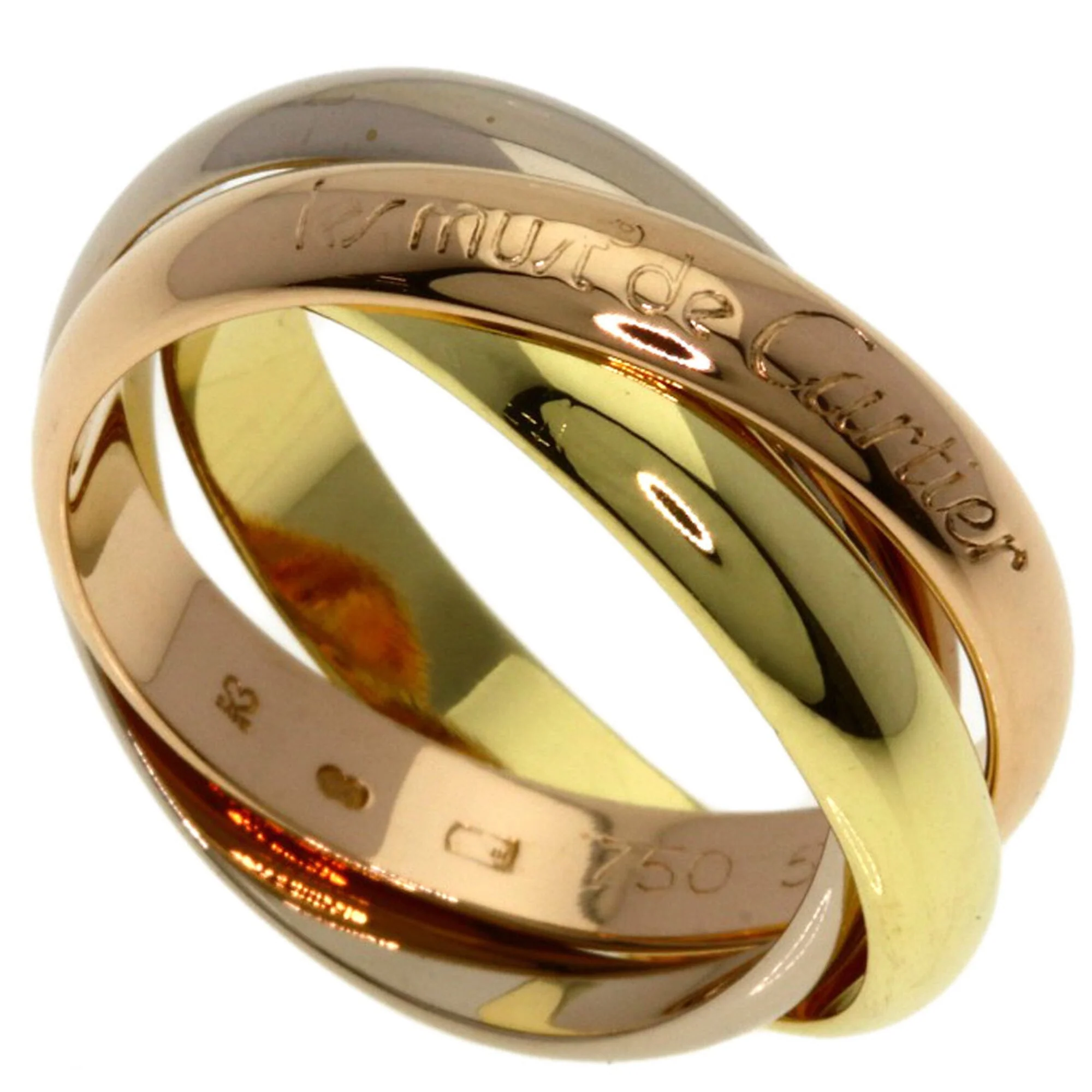 Vendome Louis Cartier Band Ring 18K Tricolor Gold