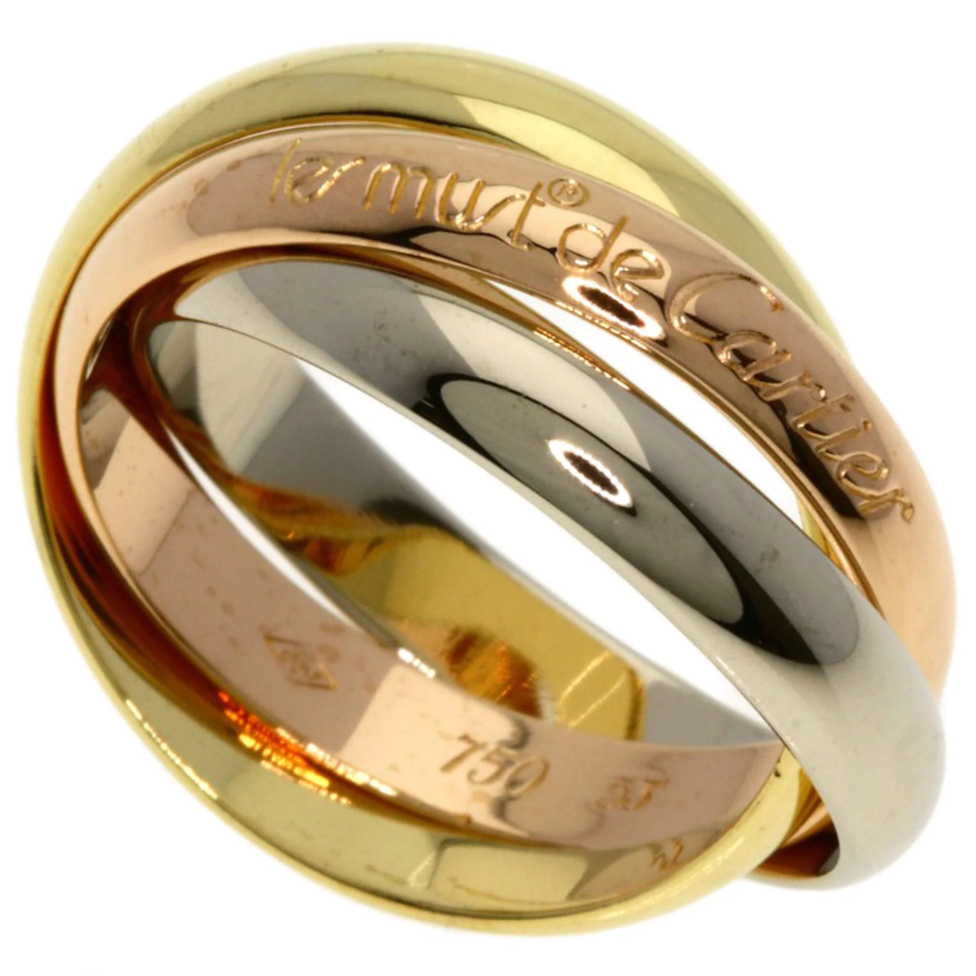 Vendome Louis Cartier Band Ring 18K Tricolor Gold