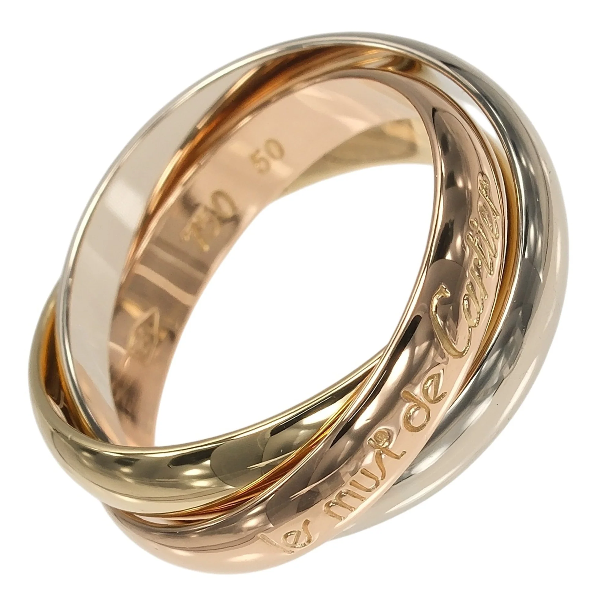 Vendome Louis Cartier Band Ring 18K Tricolor Gold