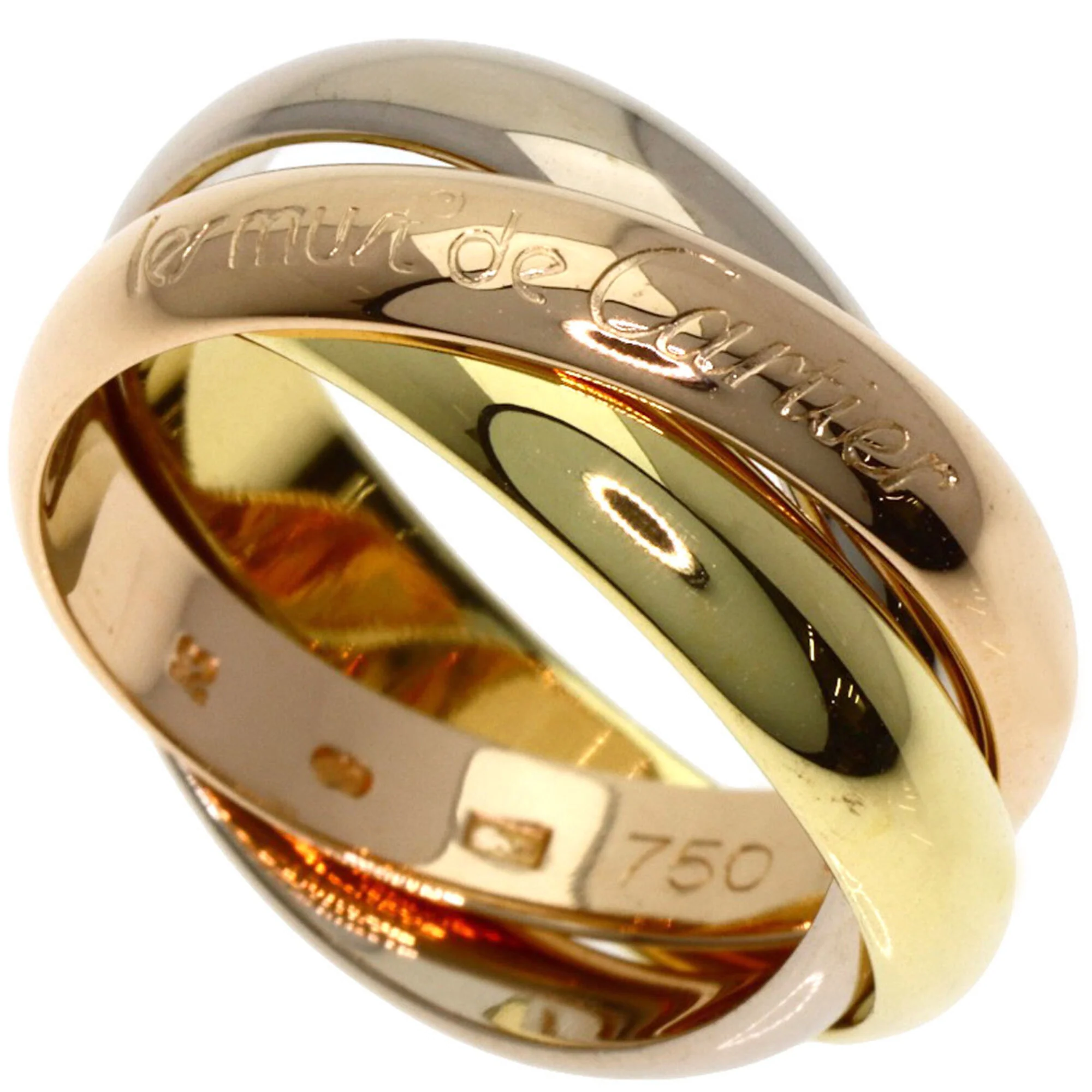 Vendome Louis Cartier Band Ring 18K Tricolor Gold
