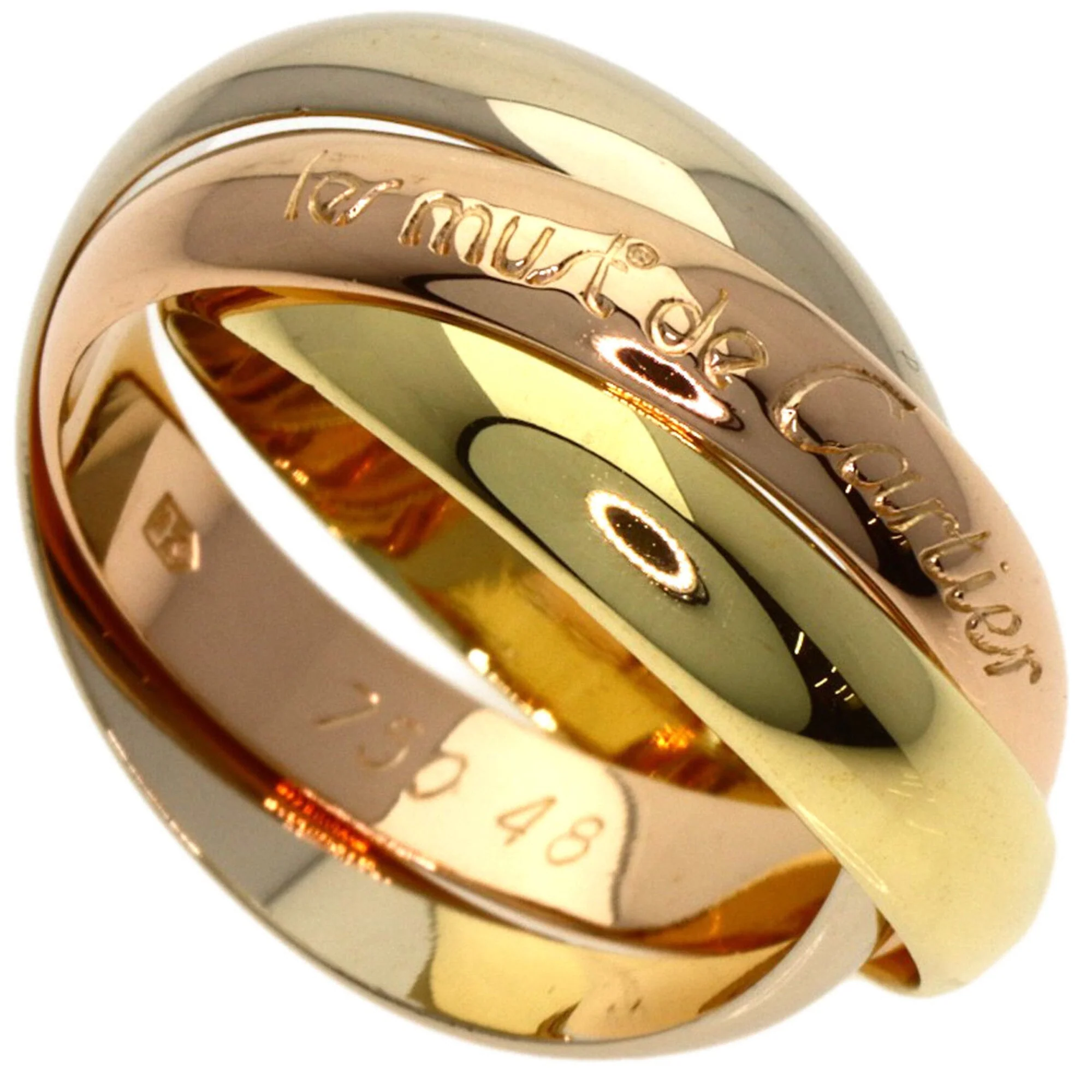 Vendome Louis Cartier Band Ring 18K Tricolor Gold