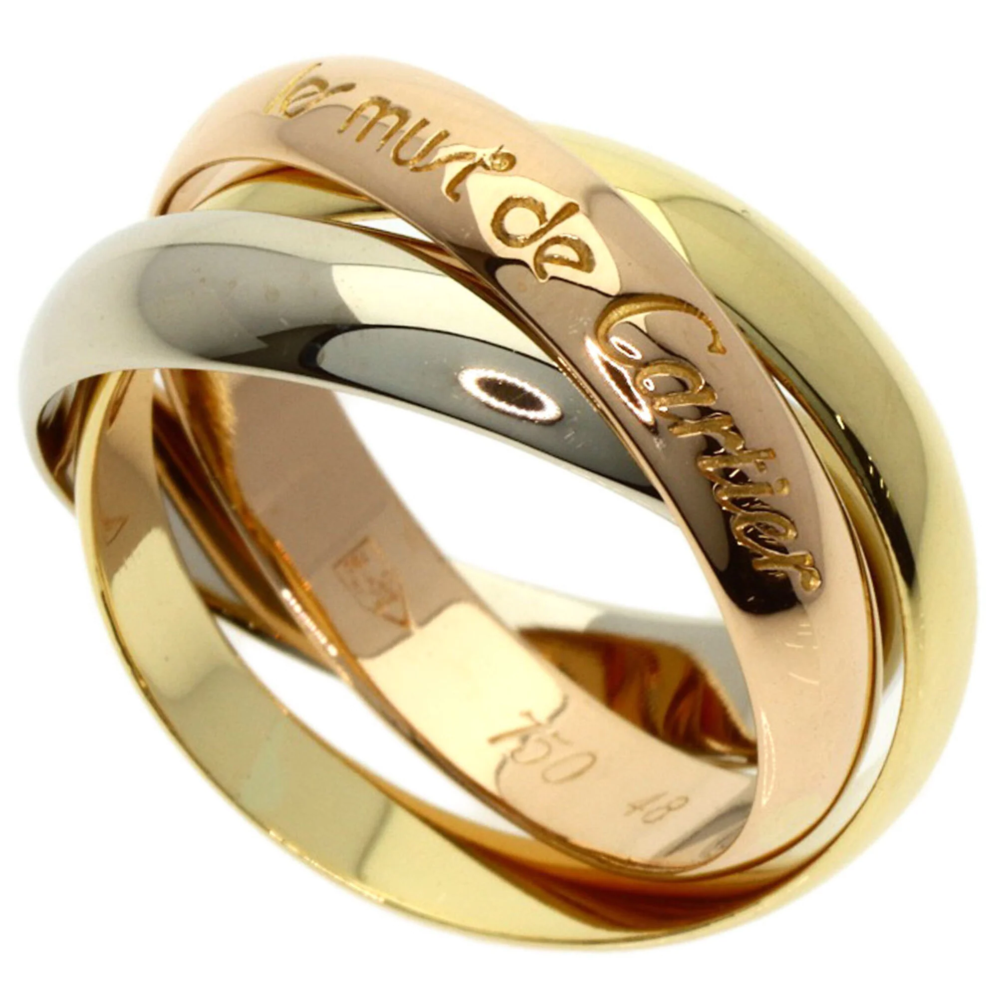 Vendome Louis Cartier Band Ring 18K Tricolor Gold