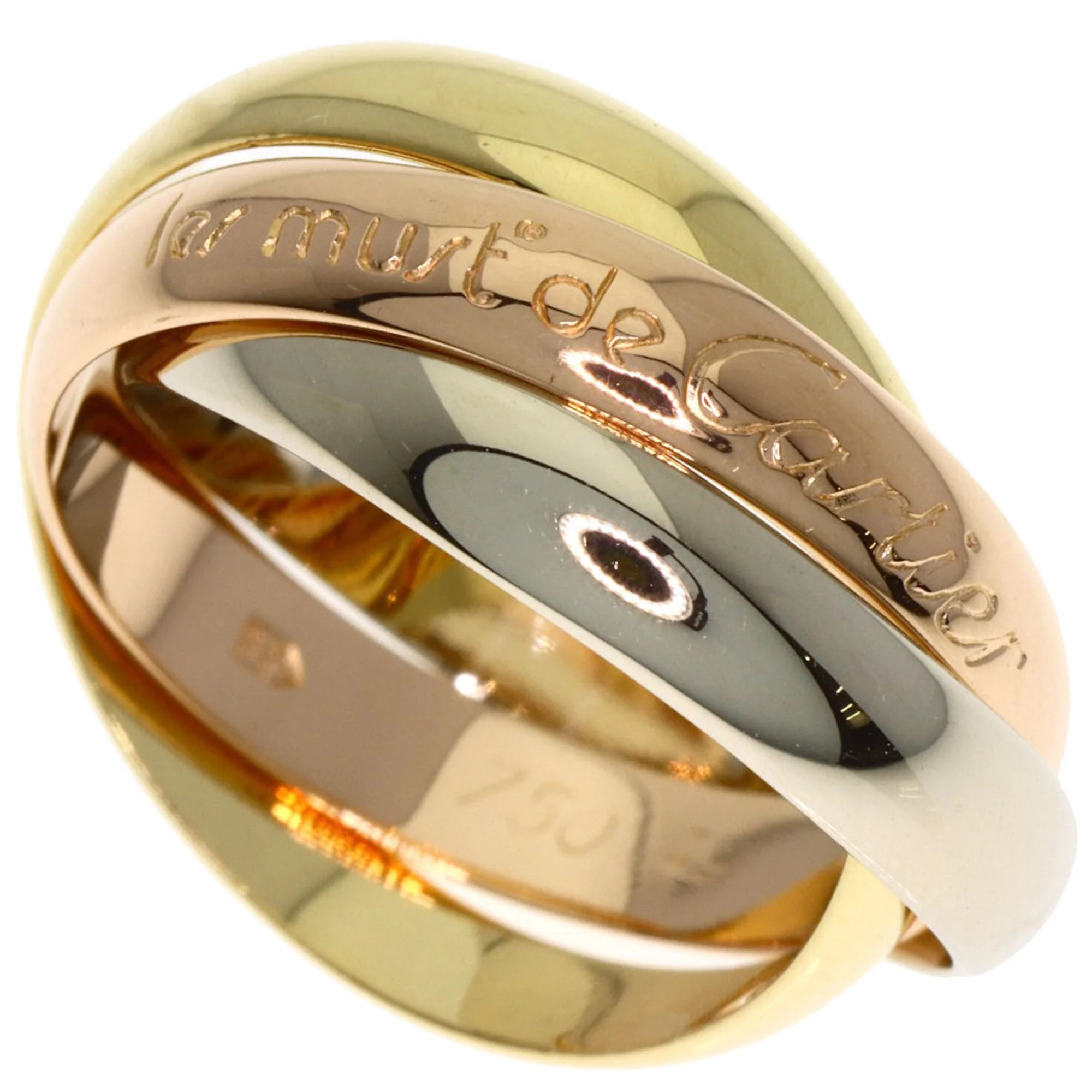 Vendome Louis Cartier Band Ring 18K Tricolor Gold