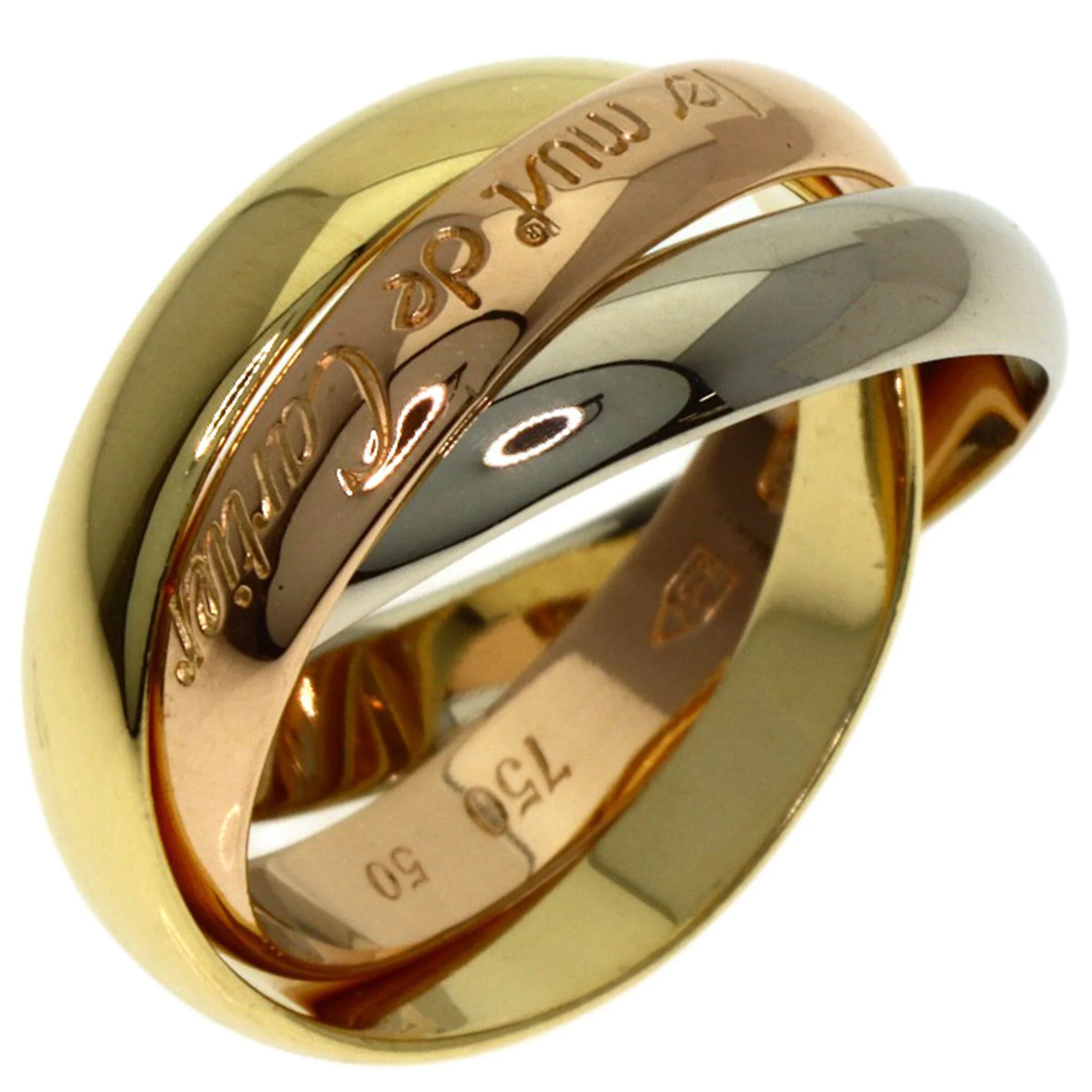 Vendome Louis Cartier Band Ring 18K Tricolor Gold - Image 2