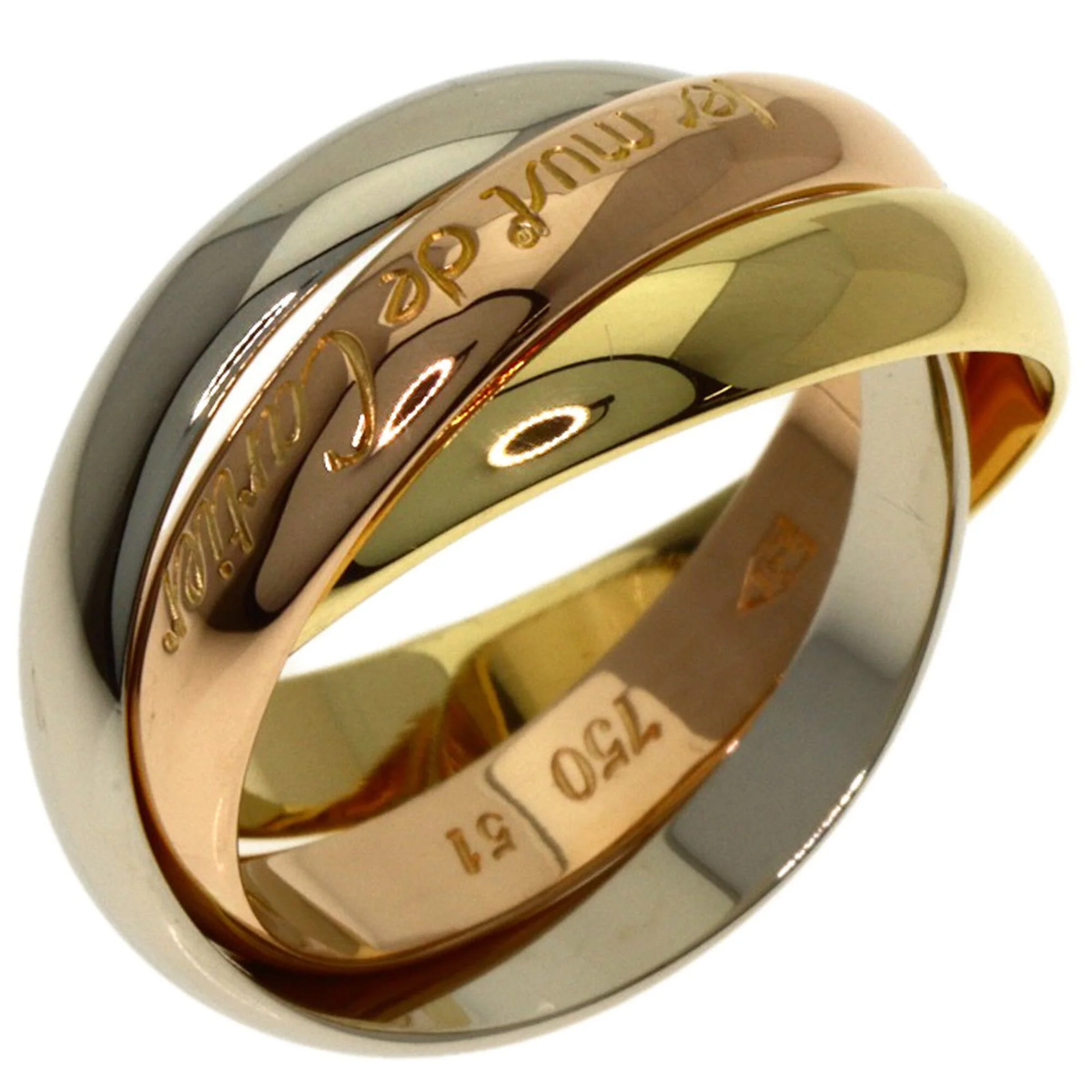 Vendome Louis Cartier Band Ring 18K Tricolor Gold - Image 2
