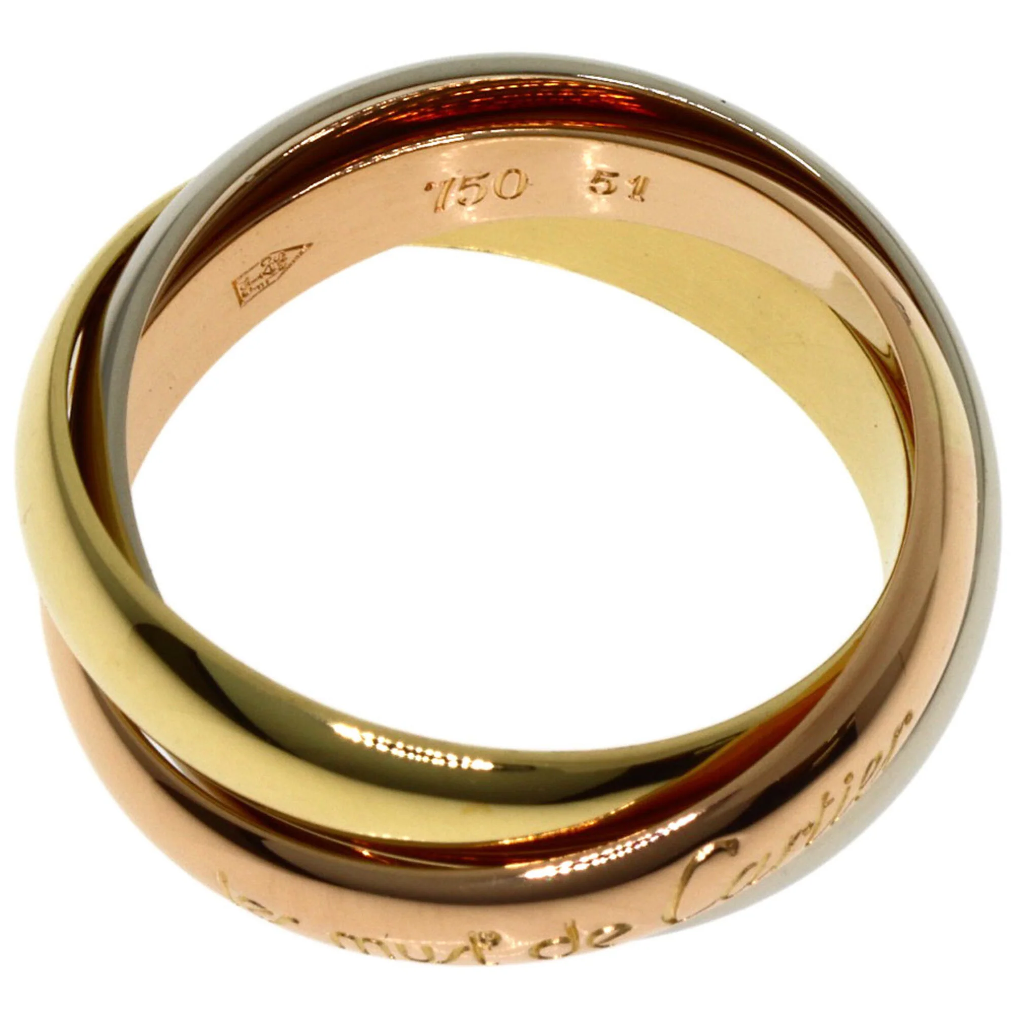 Vendome Louis Cartier Band Ring 18K Tricolor Gold - Image 3