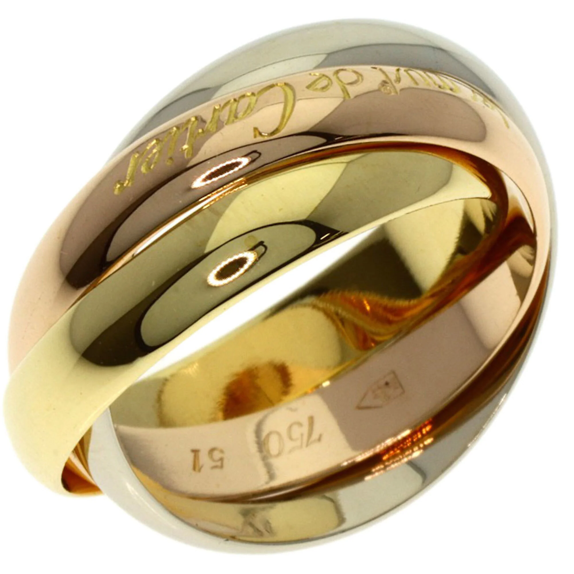 Vendome Louis Cartier Band Ring 18K Tricolor Gold - Image 2