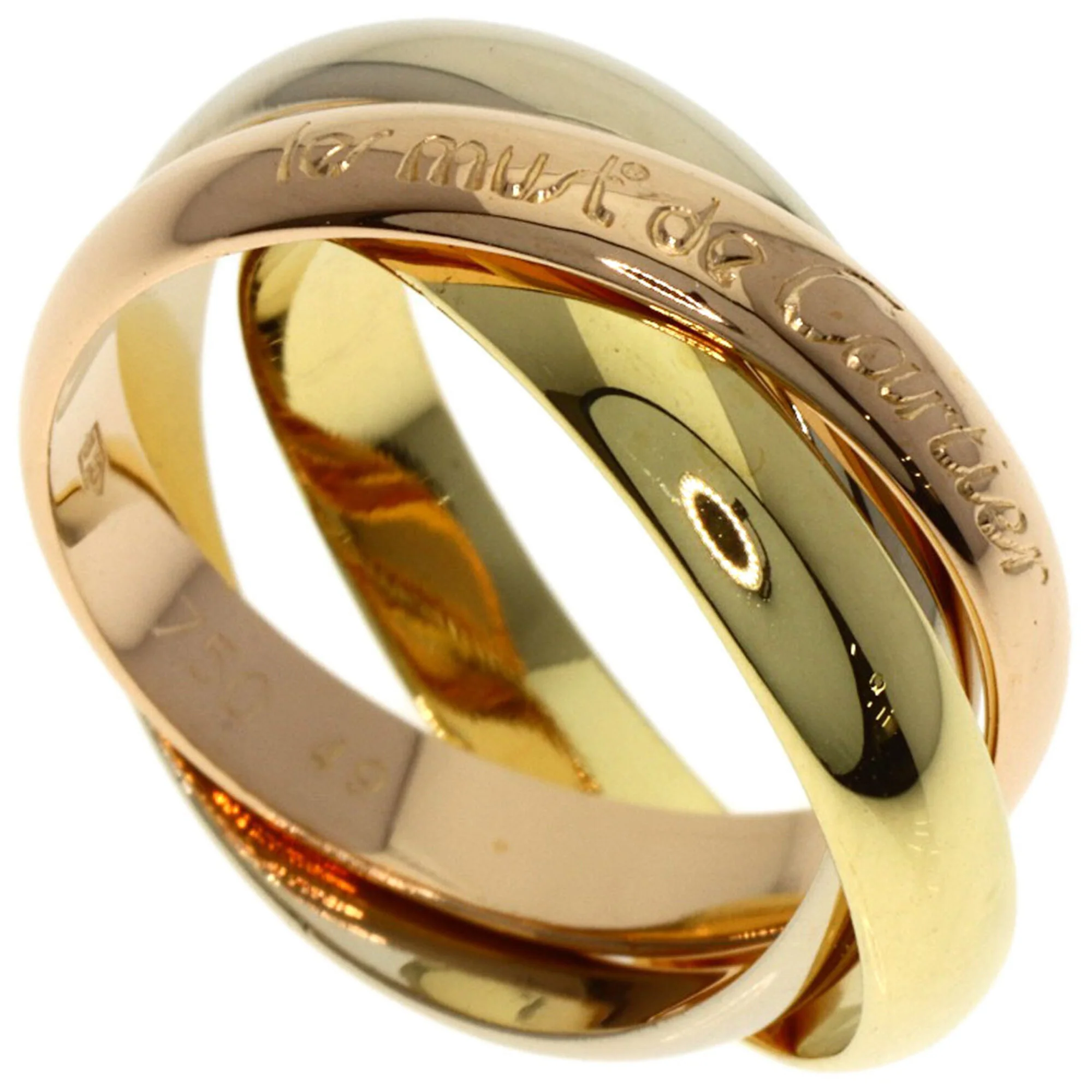 Vendome Louis Cartier Band Ring 18K Tricolor Gold
