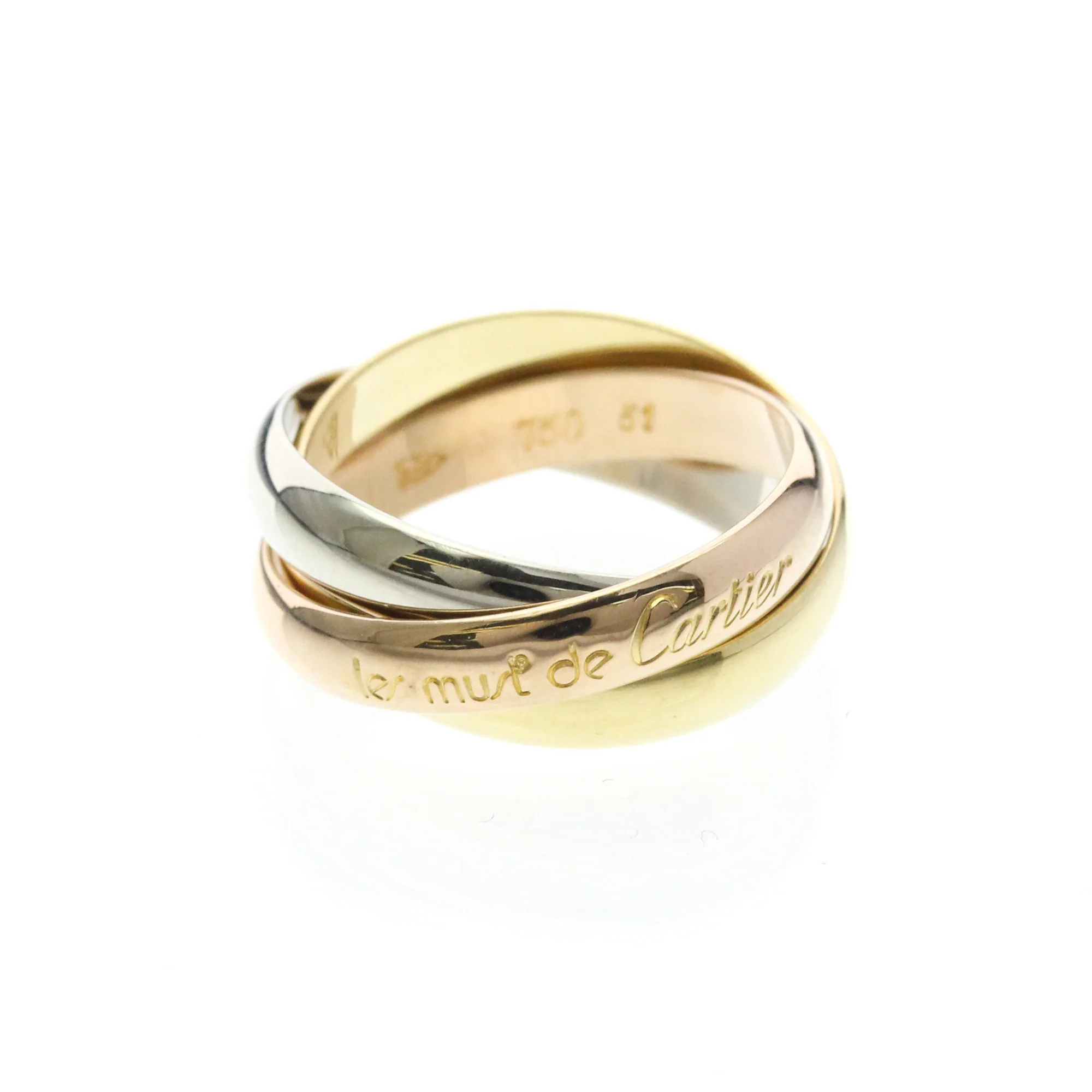 Vendome Louis Cartier Band Ring 18K Tricolor Gold