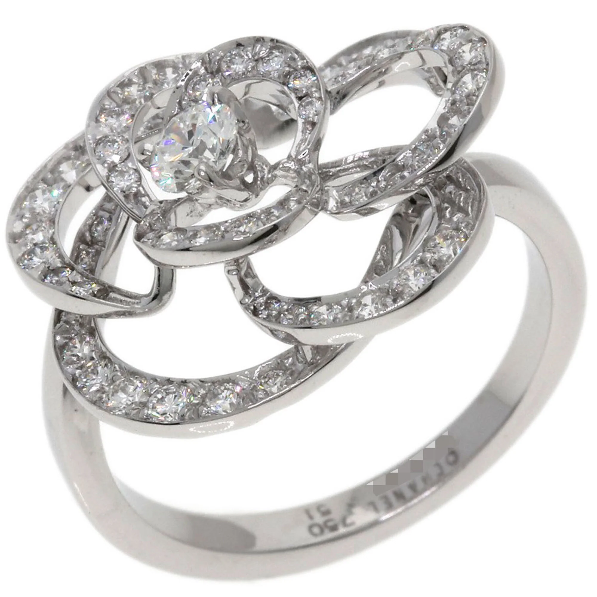 Camellia Medium Ring 18K White Gold with Diamond - Image 2