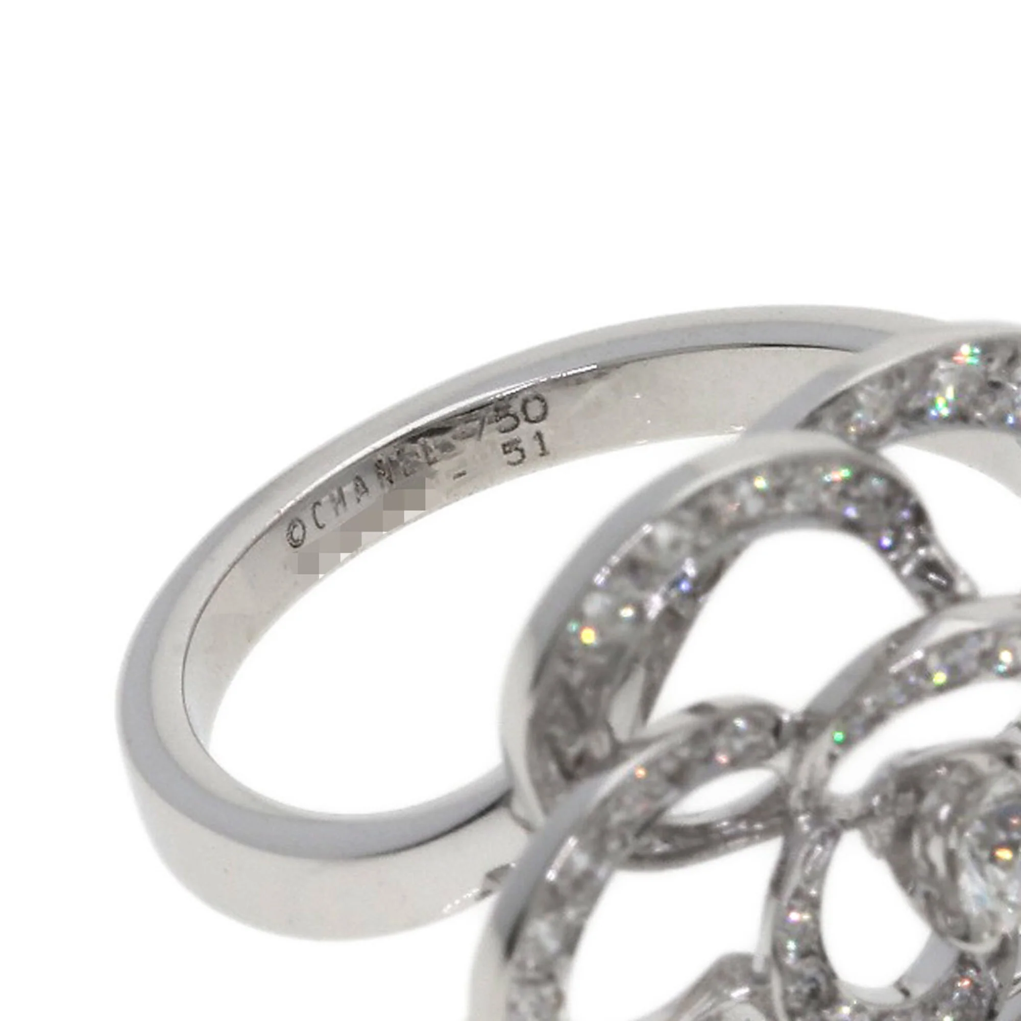 Camellia Medium Ring 18K White Gold with Diamond - Image 5