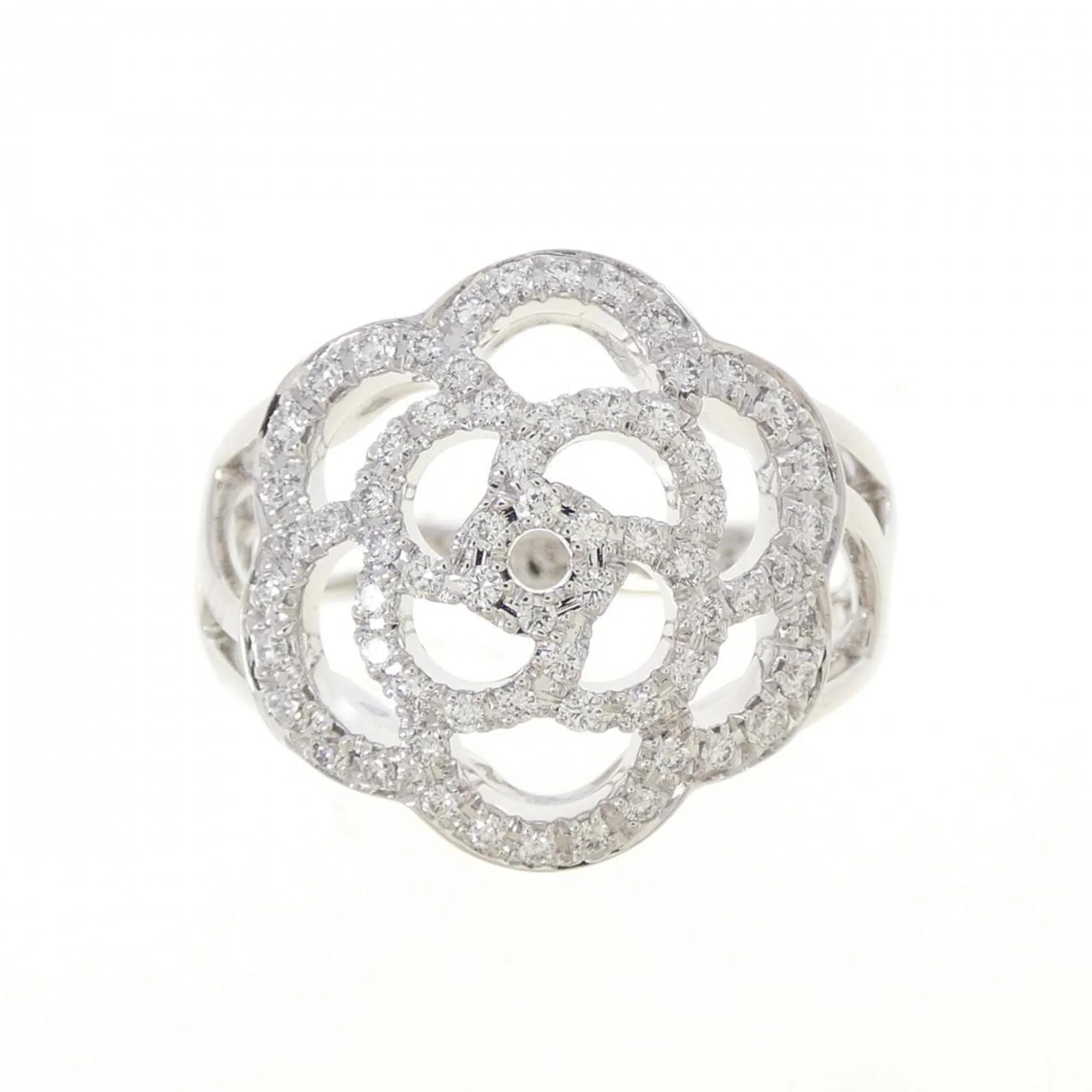 Camellia Ring 18K White Gold with Diamond - Image 2