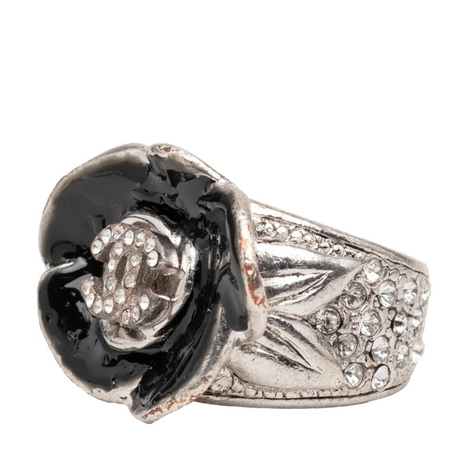 CC Logo Flower Ring Silver-Tone Metal - Image 2