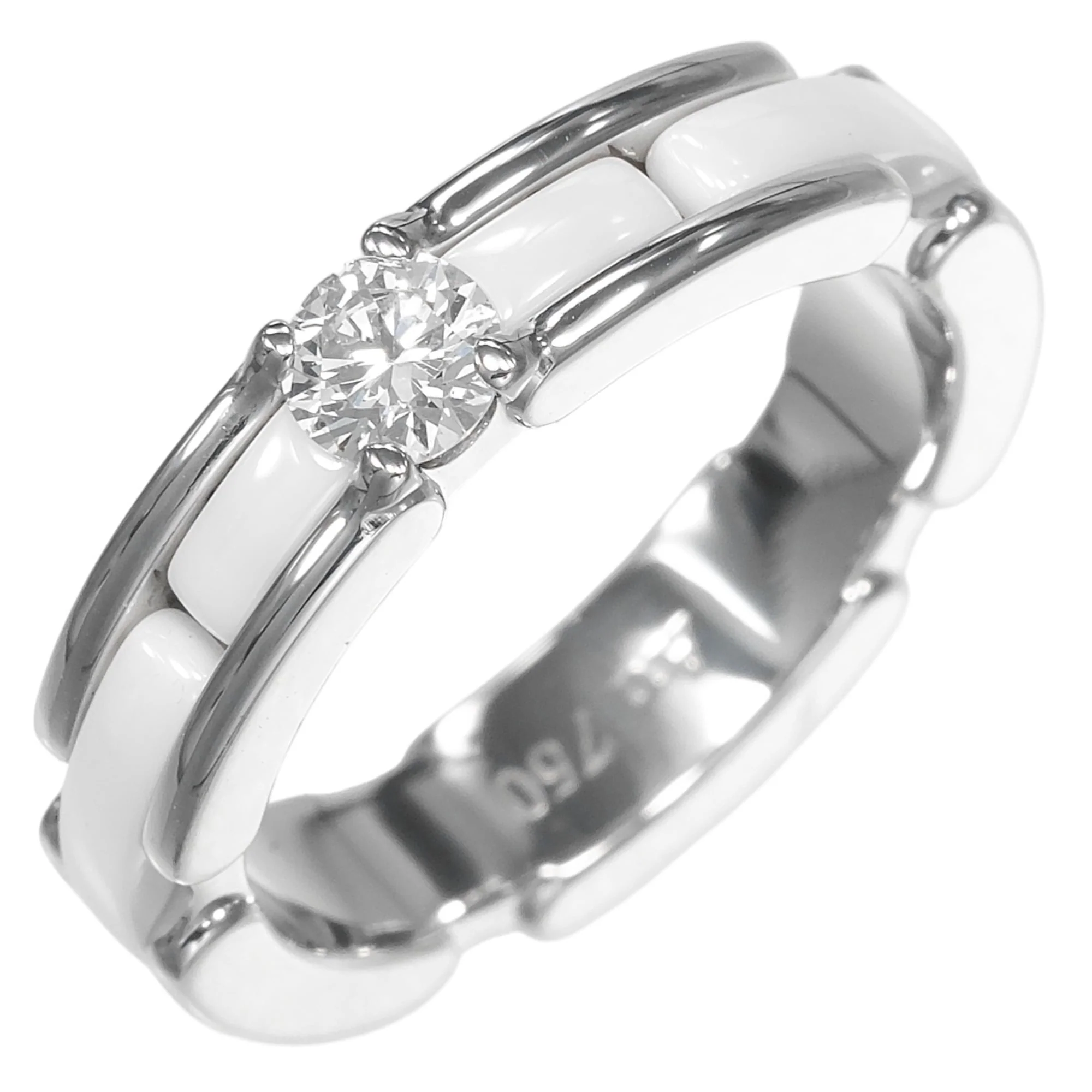 Ring Ceramic and 18K White Gold Small With Diamond