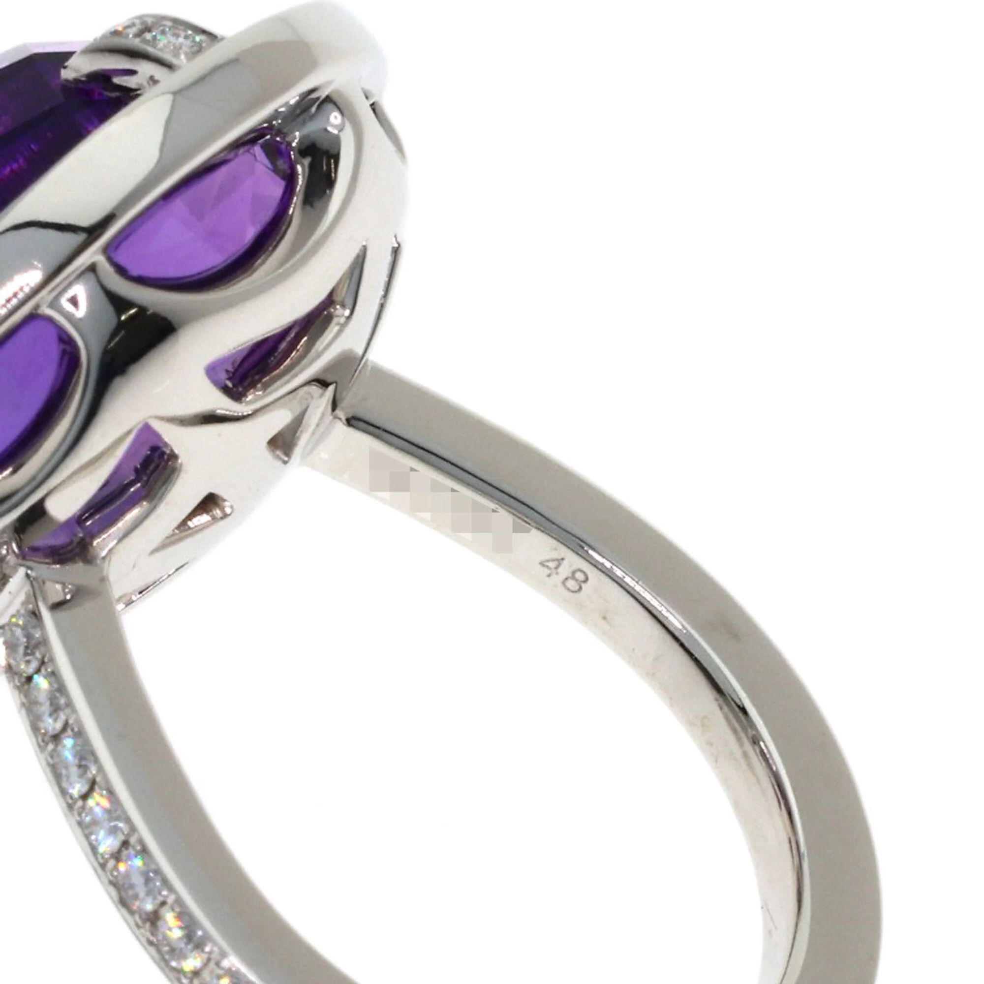 Band Ring 18K White Gold with Amethyst and Diamond - Image 6