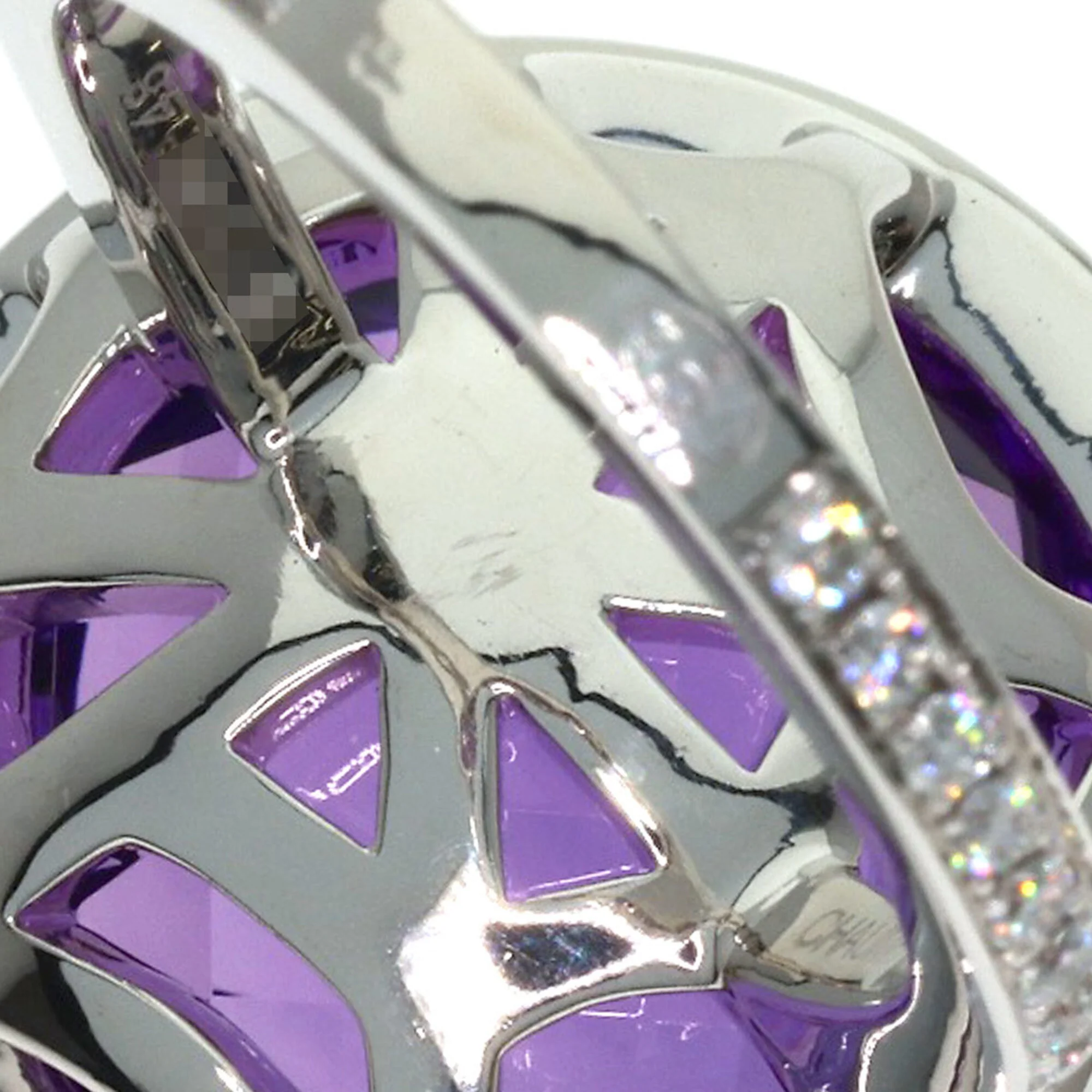 Band Ring 18K White Gold with Amethyst and Diamond - Image 7