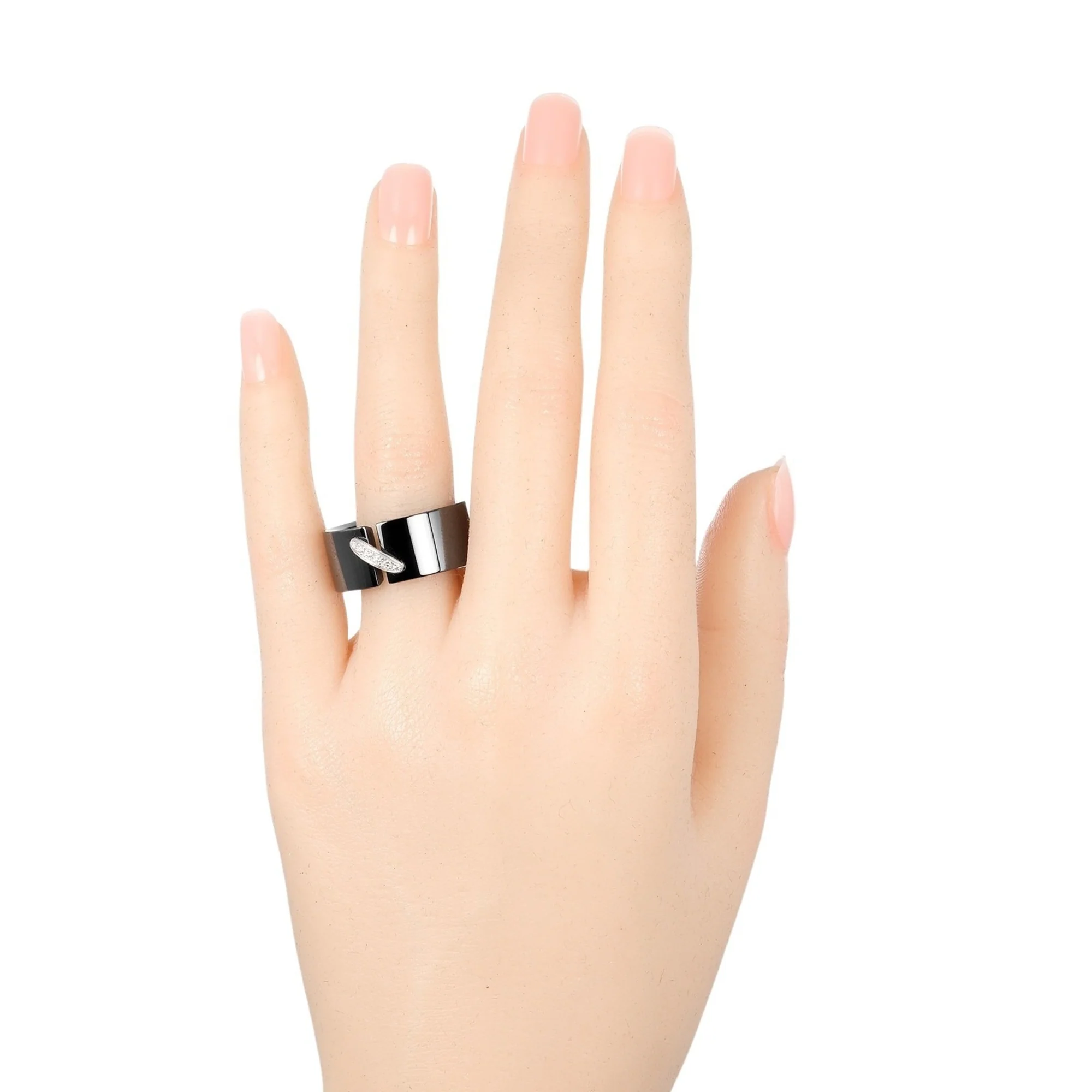 Lien Ring Ceramic and 18K White Gold with Diamond - Image 2