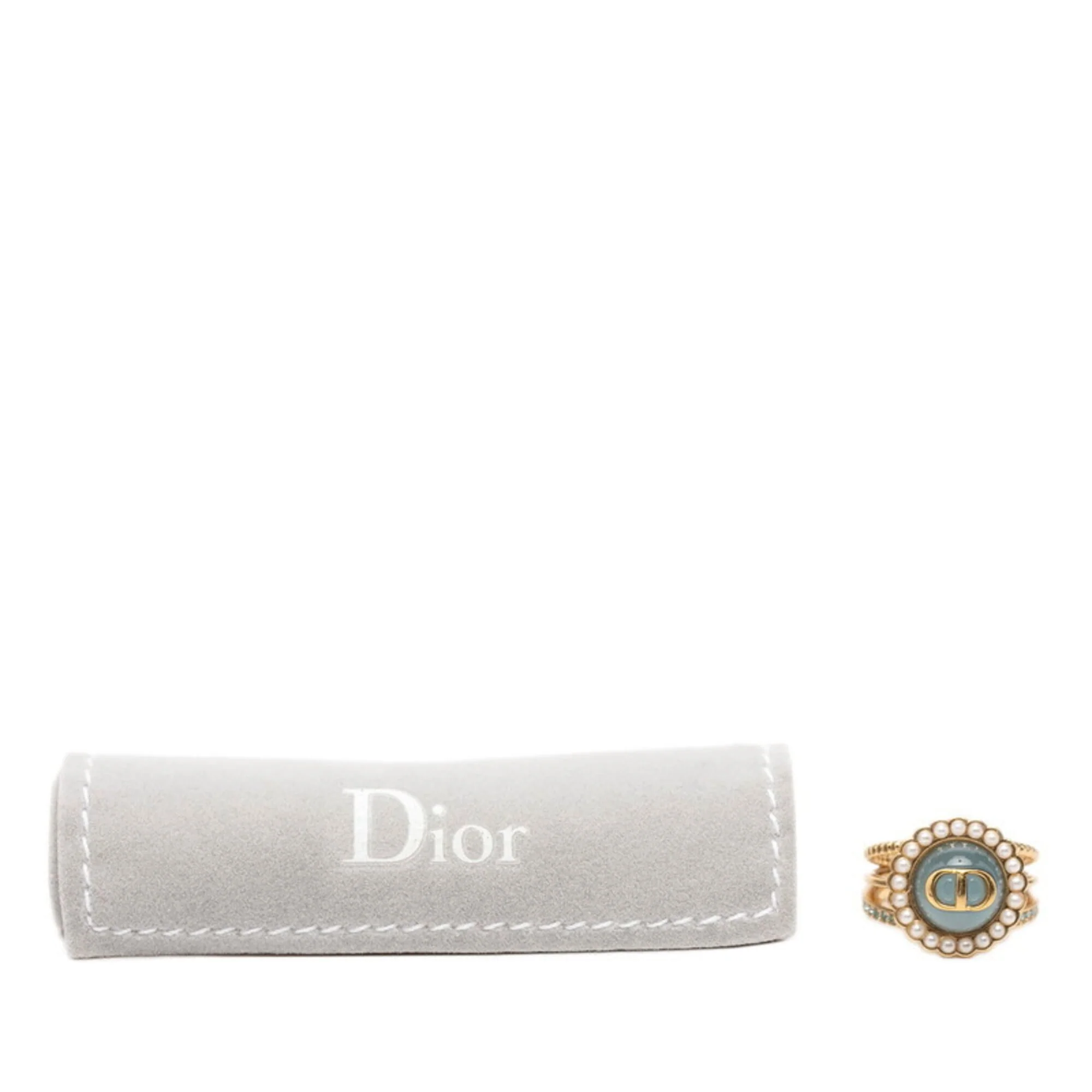 Baroque Ring Gold Plated and Rhinestone With Faux Pearl - Image 5