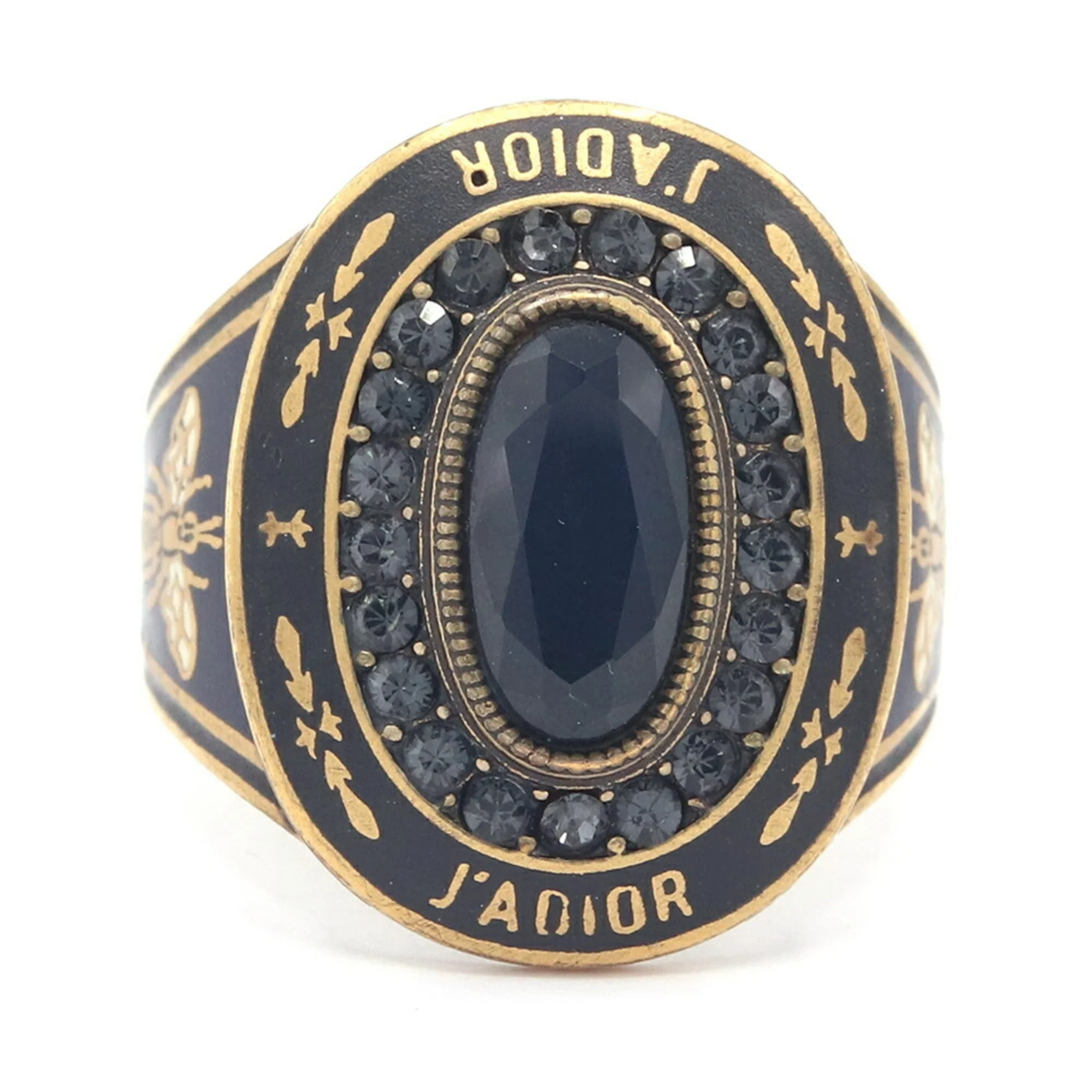 Ring Metal With Black and Navy Color Stone
