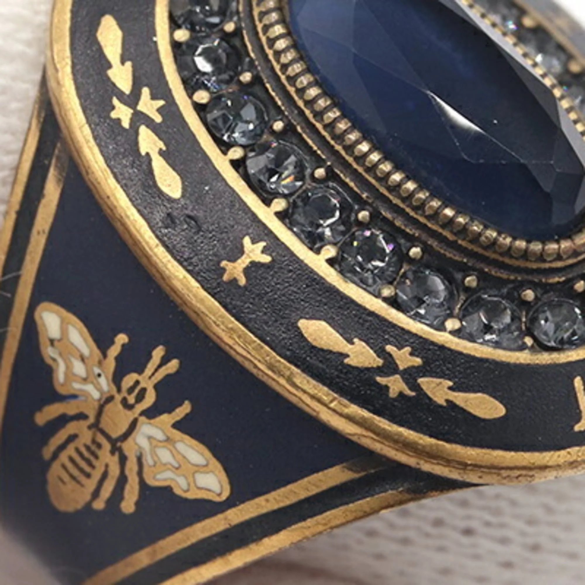 Ring Metal With Black and Navy Color Stone - Image 6