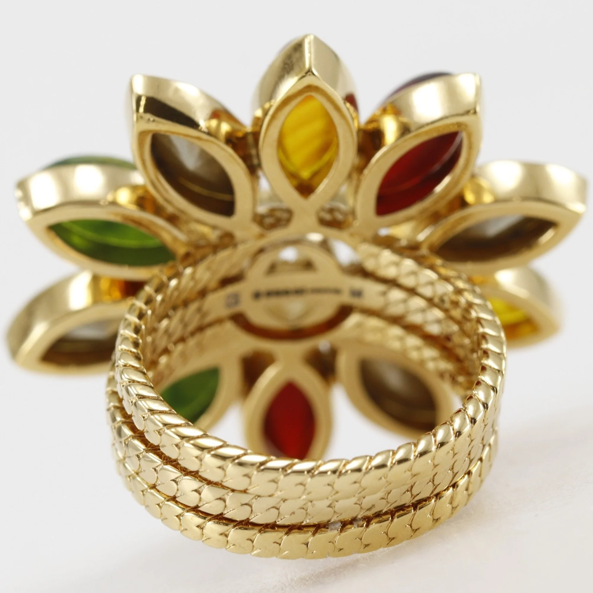 Band Ring Gold Plated Triple Band Flower Design Interlocking G - Image 3