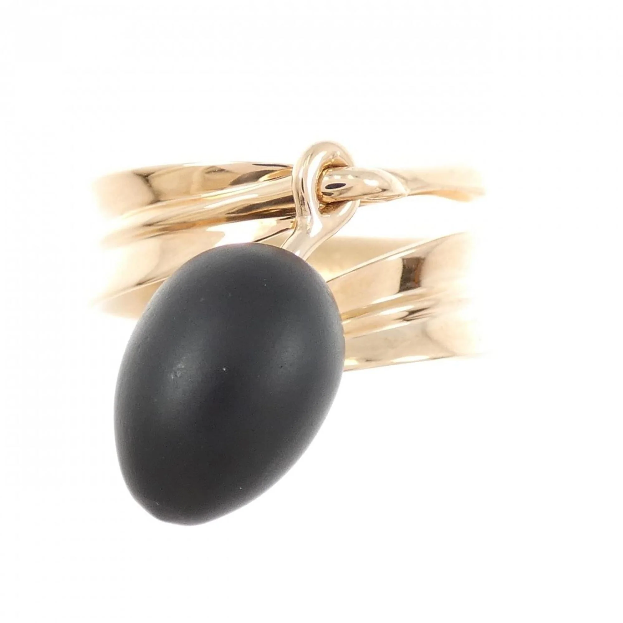 Band Ring 18K Rose Gold with Obsidian - Image 2