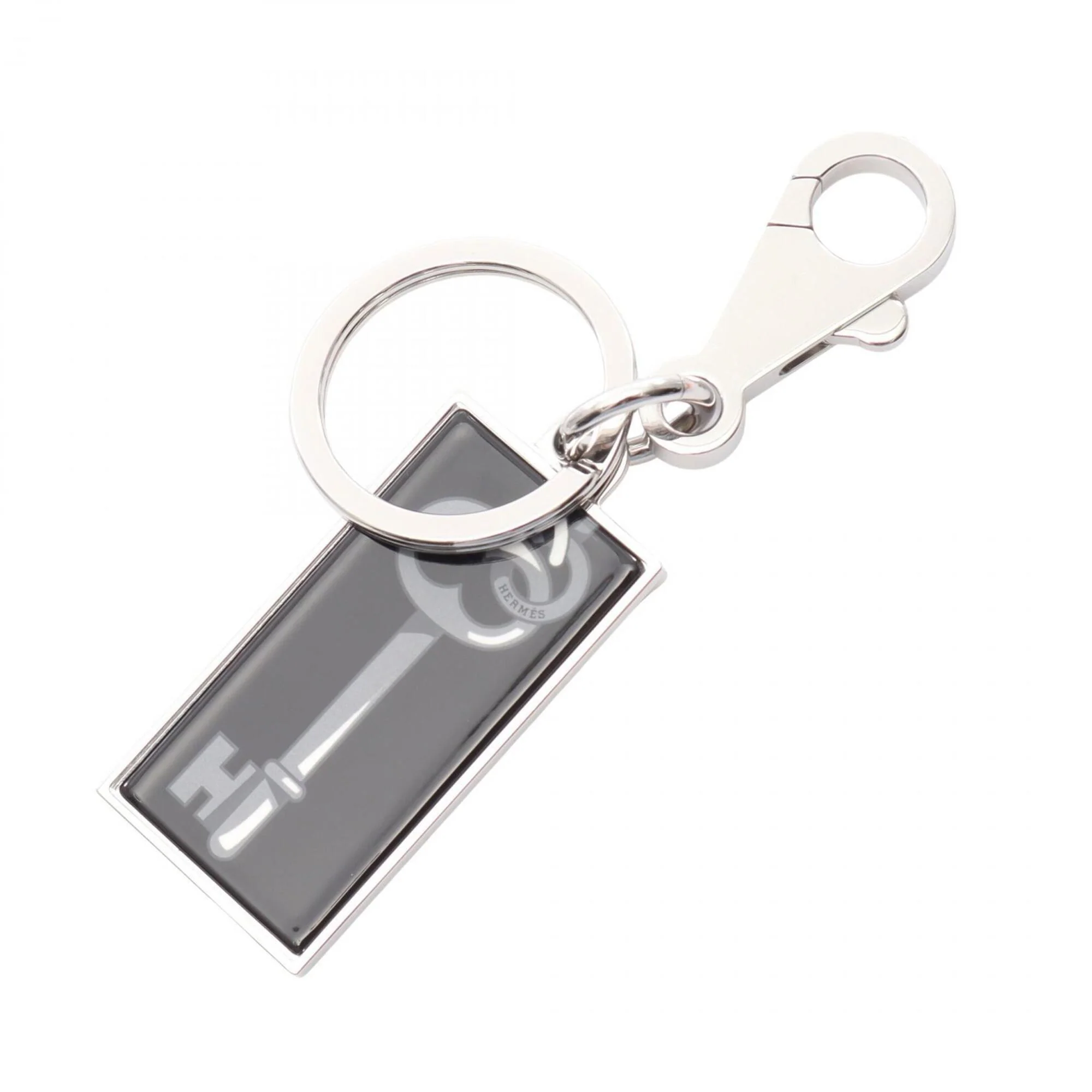 Illusion Keyring Charm Metal Black and Silver Ring