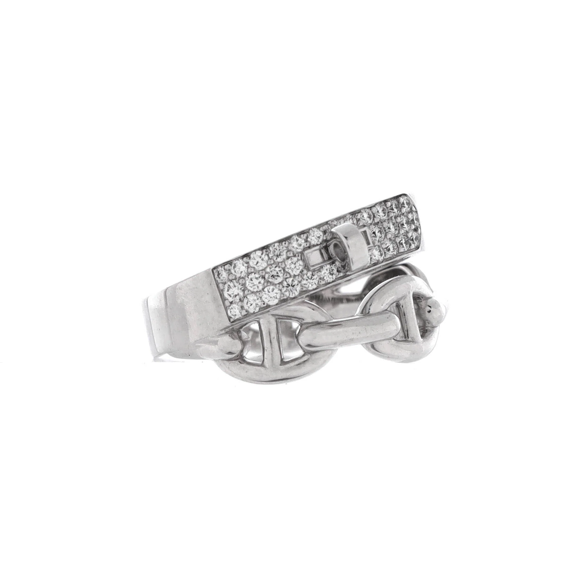 Kelly Double Tour Ring 18K White Gold with Pave Diamonds - Image 2