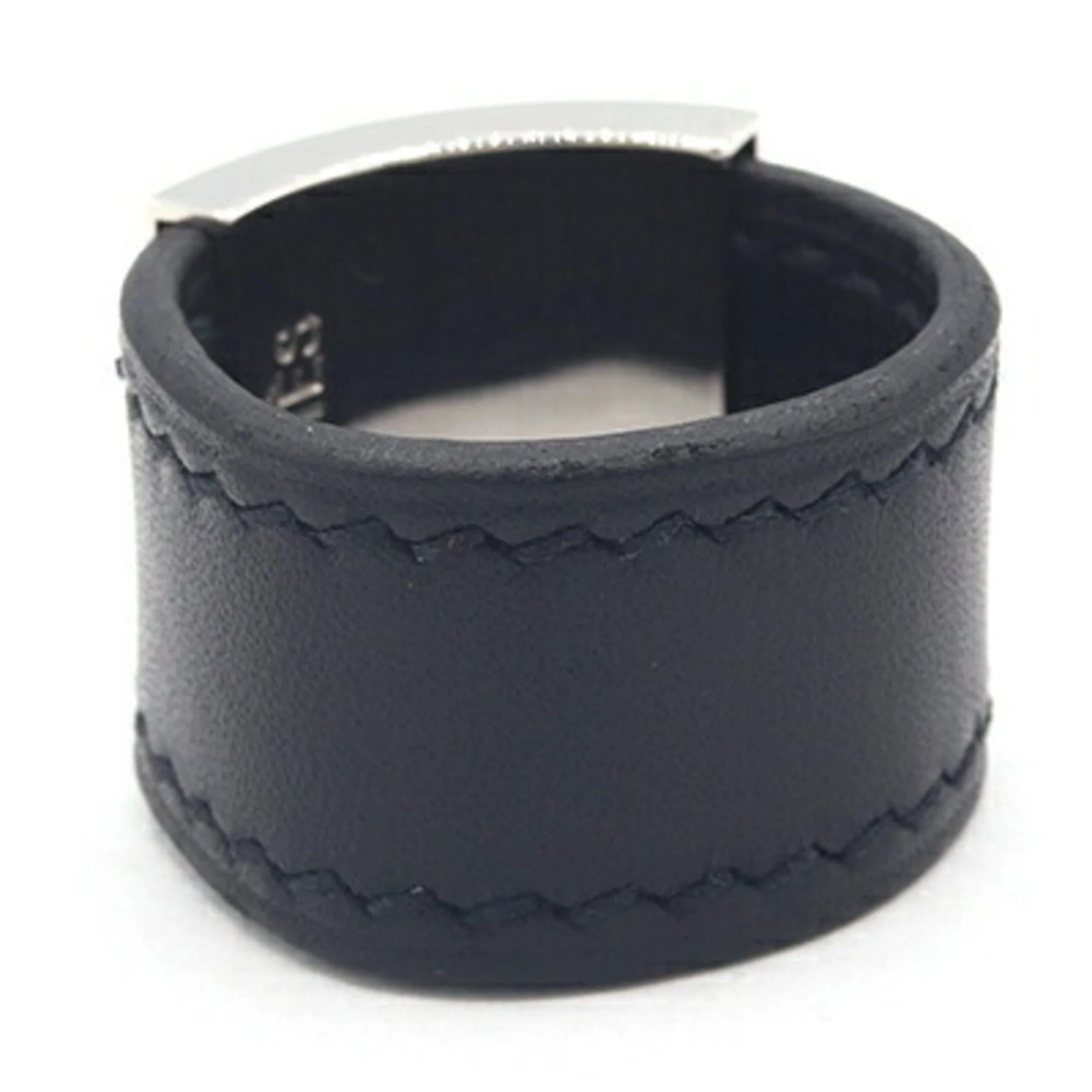 Ring Leather and Metal Black Silver - Image 2