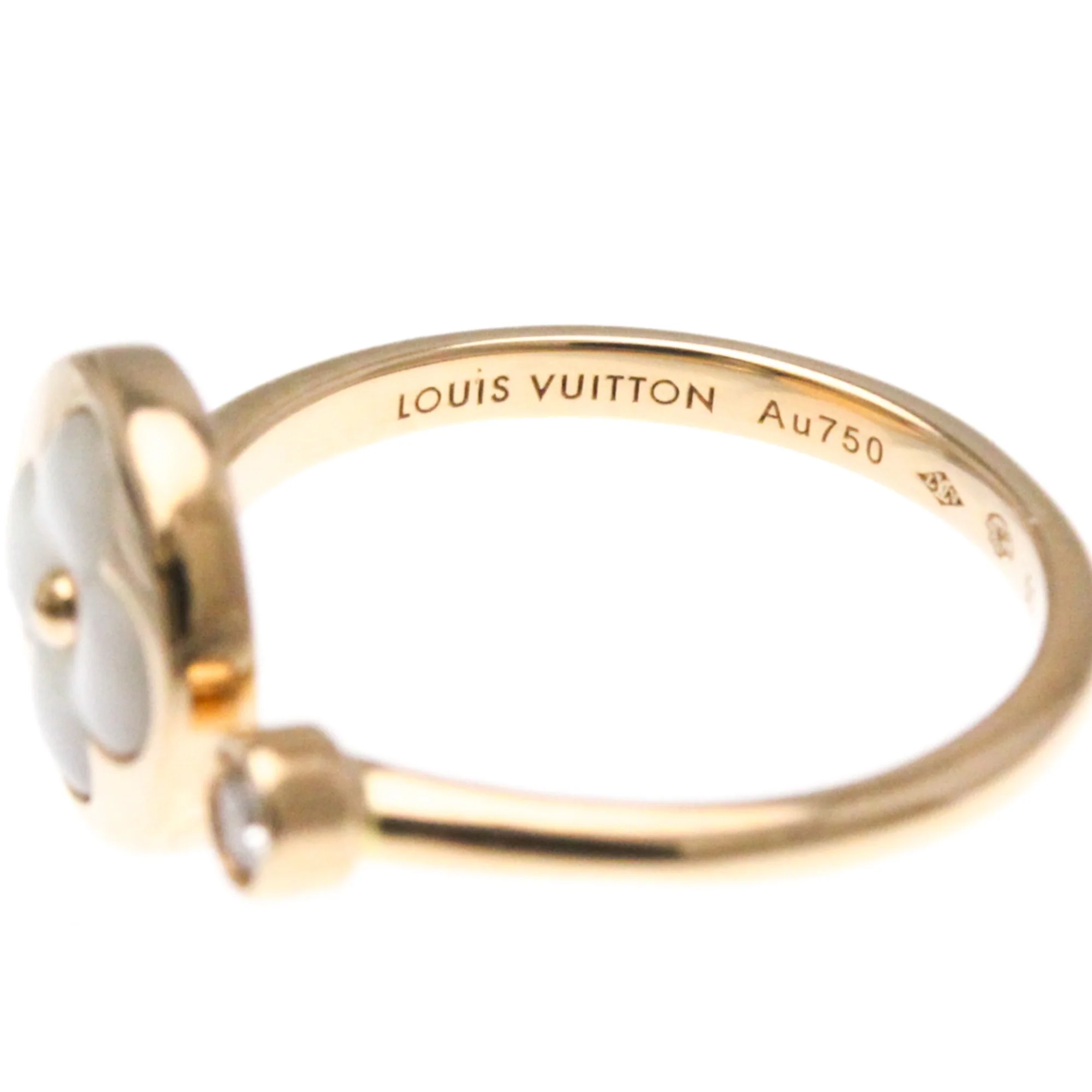 Band Ring 18K Rose Gold with Diamond and Mother of Pearl - Image 3