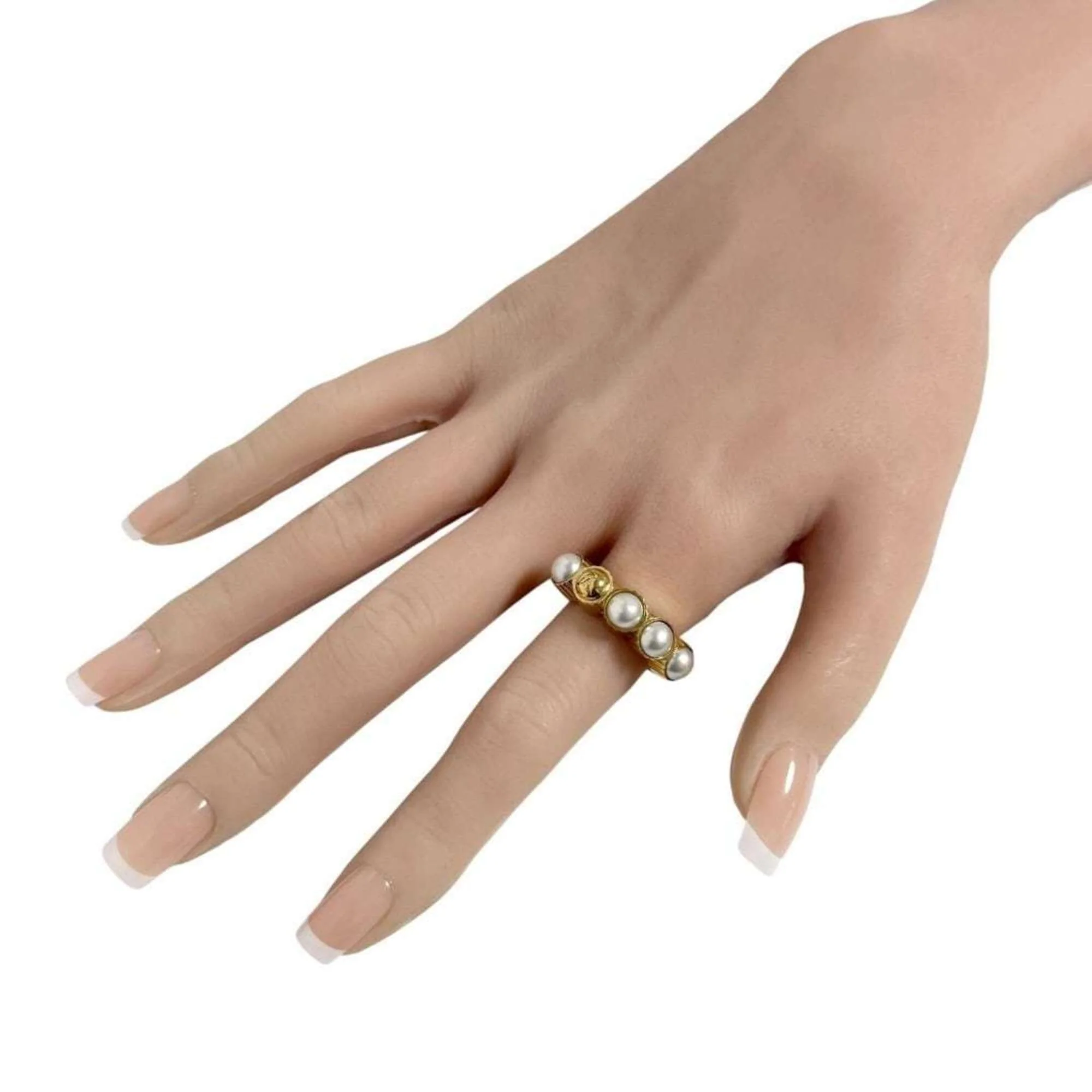 Band Ring Artificial Pearl and Metal - Image 9