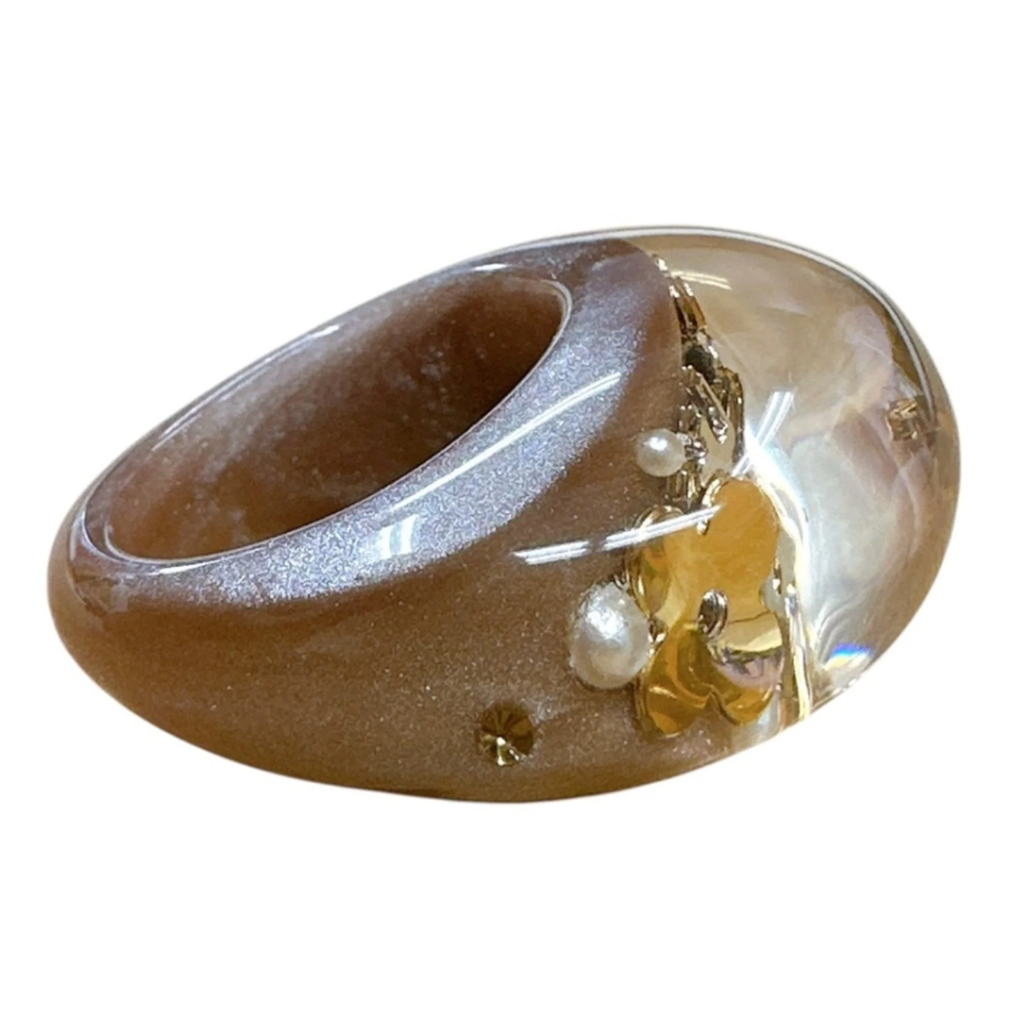 Inclusion Ring Brown and Gold - Image 5