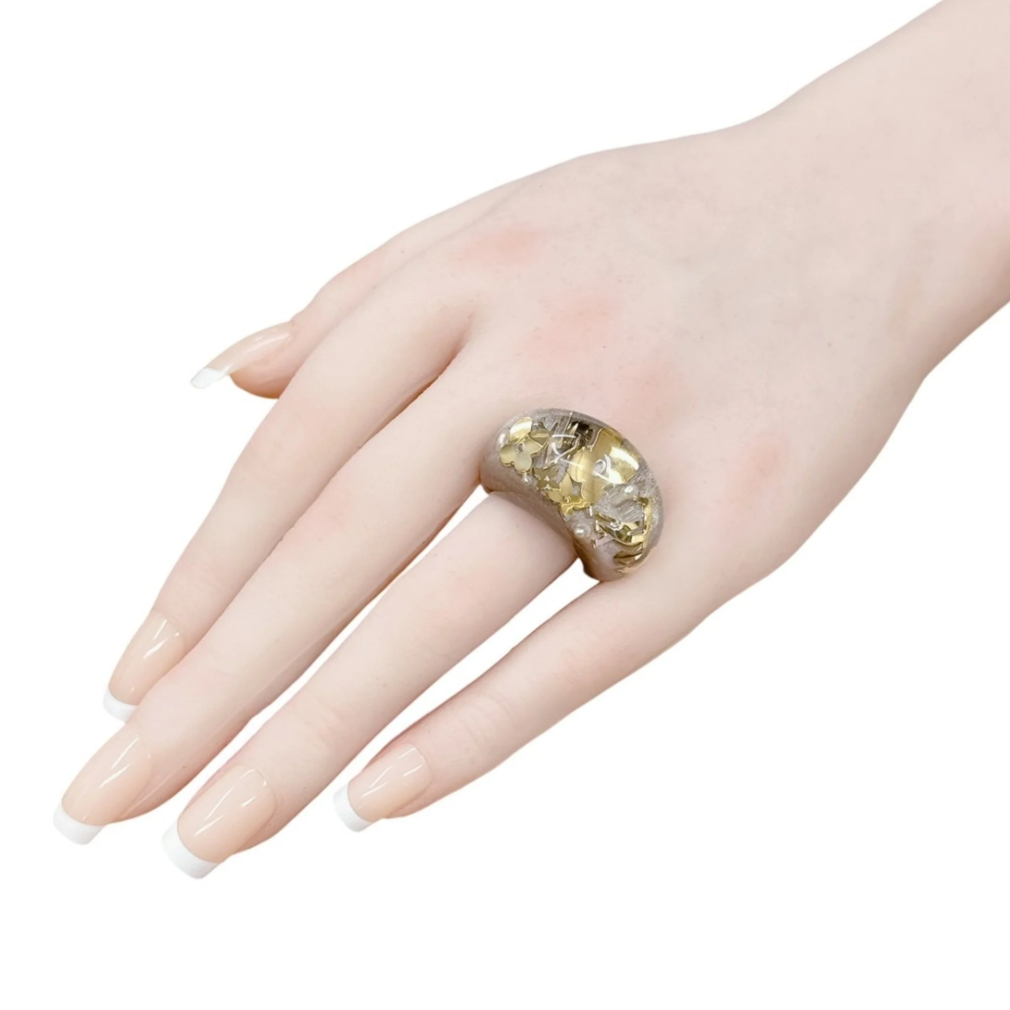 Inclusion Ring Brown and Gold - Image 9