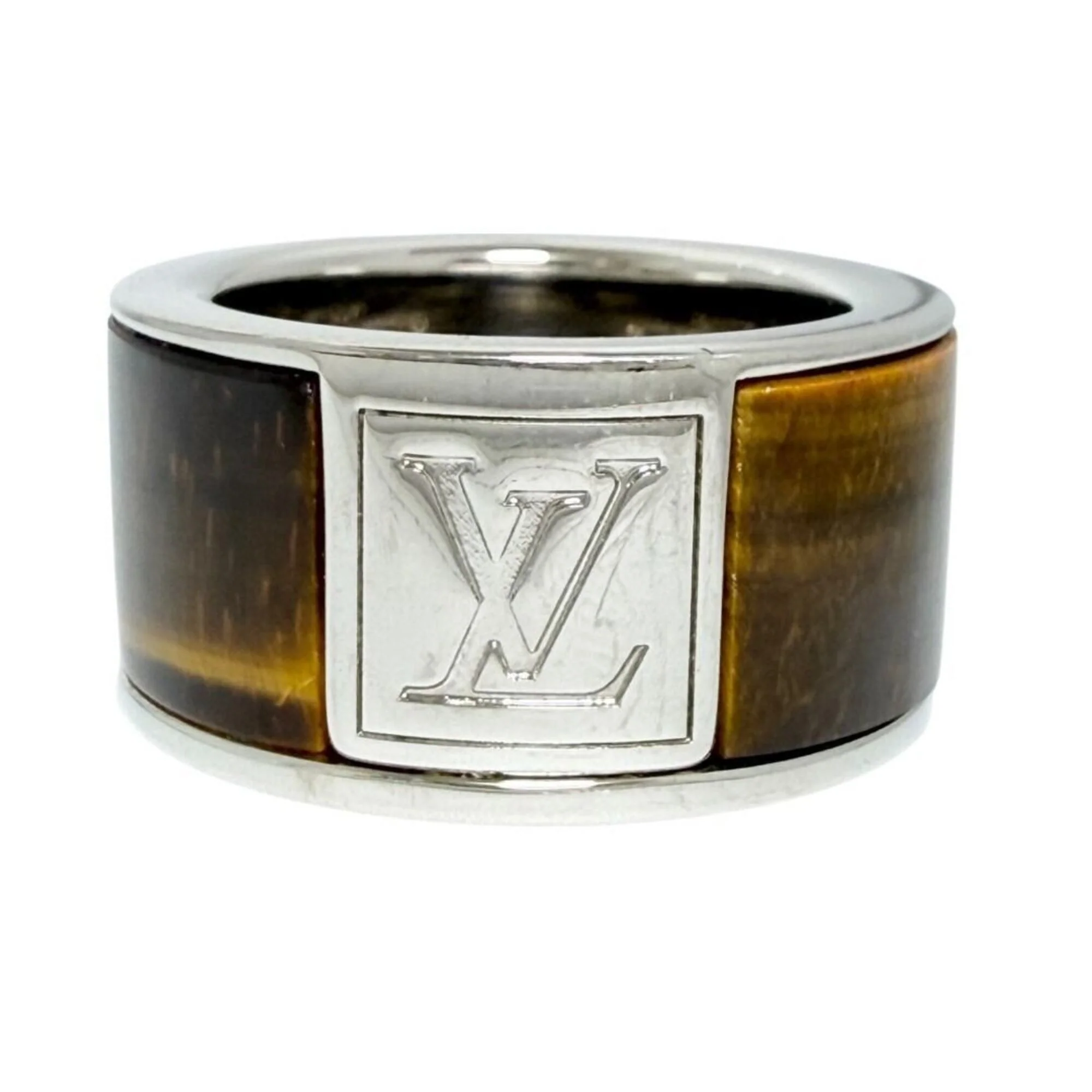 Wide Ring Metal with Tiger Eye