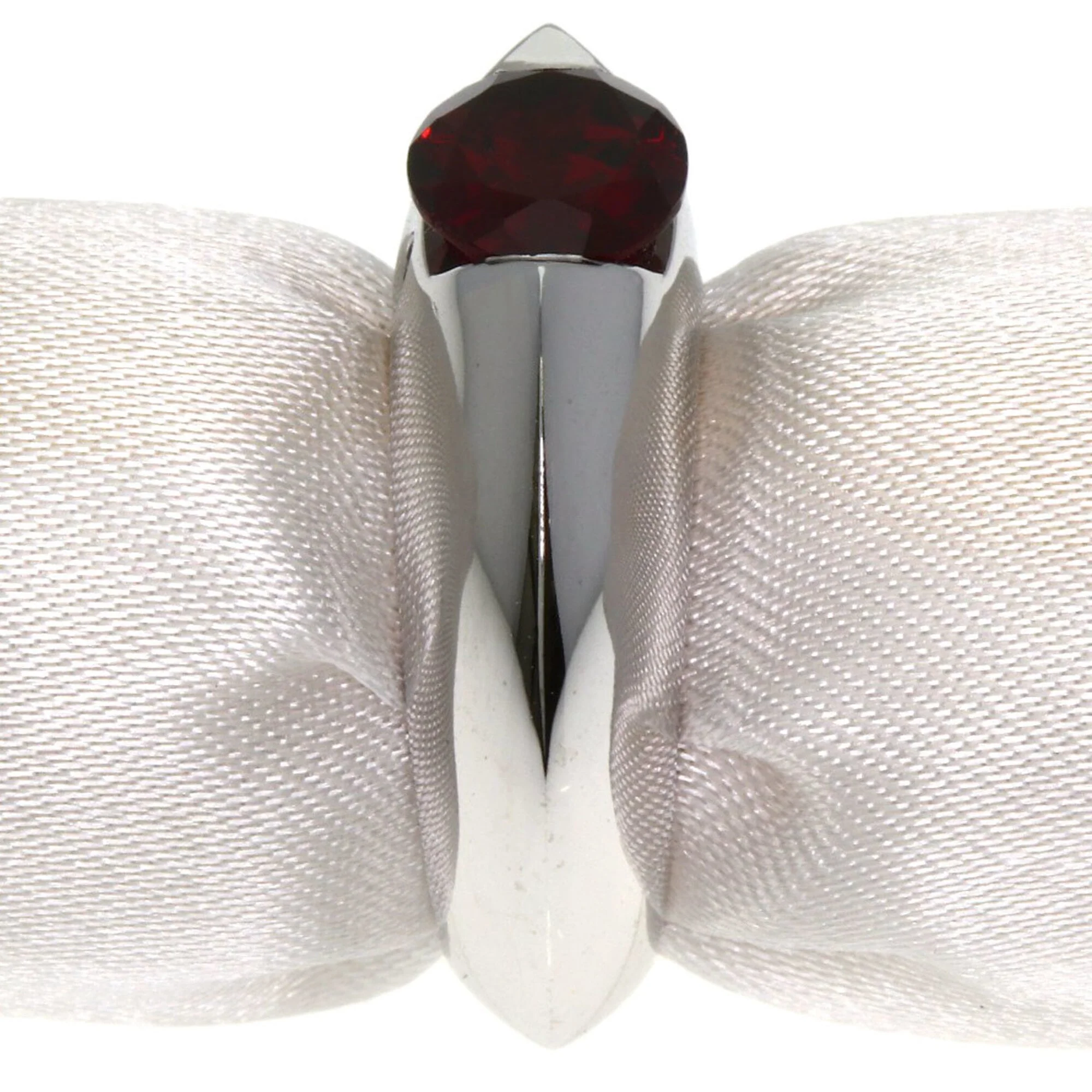 Band Ring 18K White Gold with Diamond and Garnet - Image 3