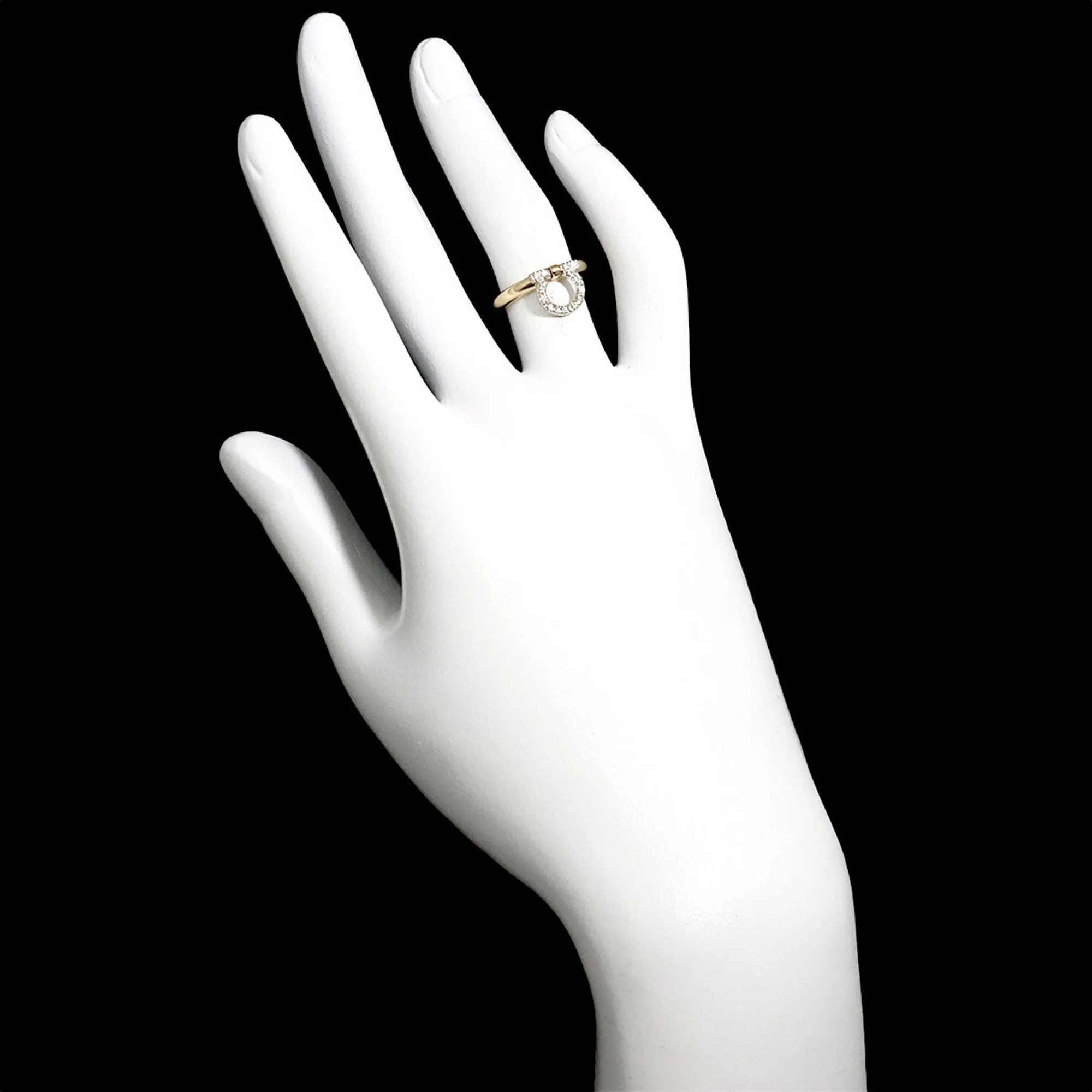 Gancini Ring 18K White Gold and 18K Yellow Gold with Diamonds - Image 7