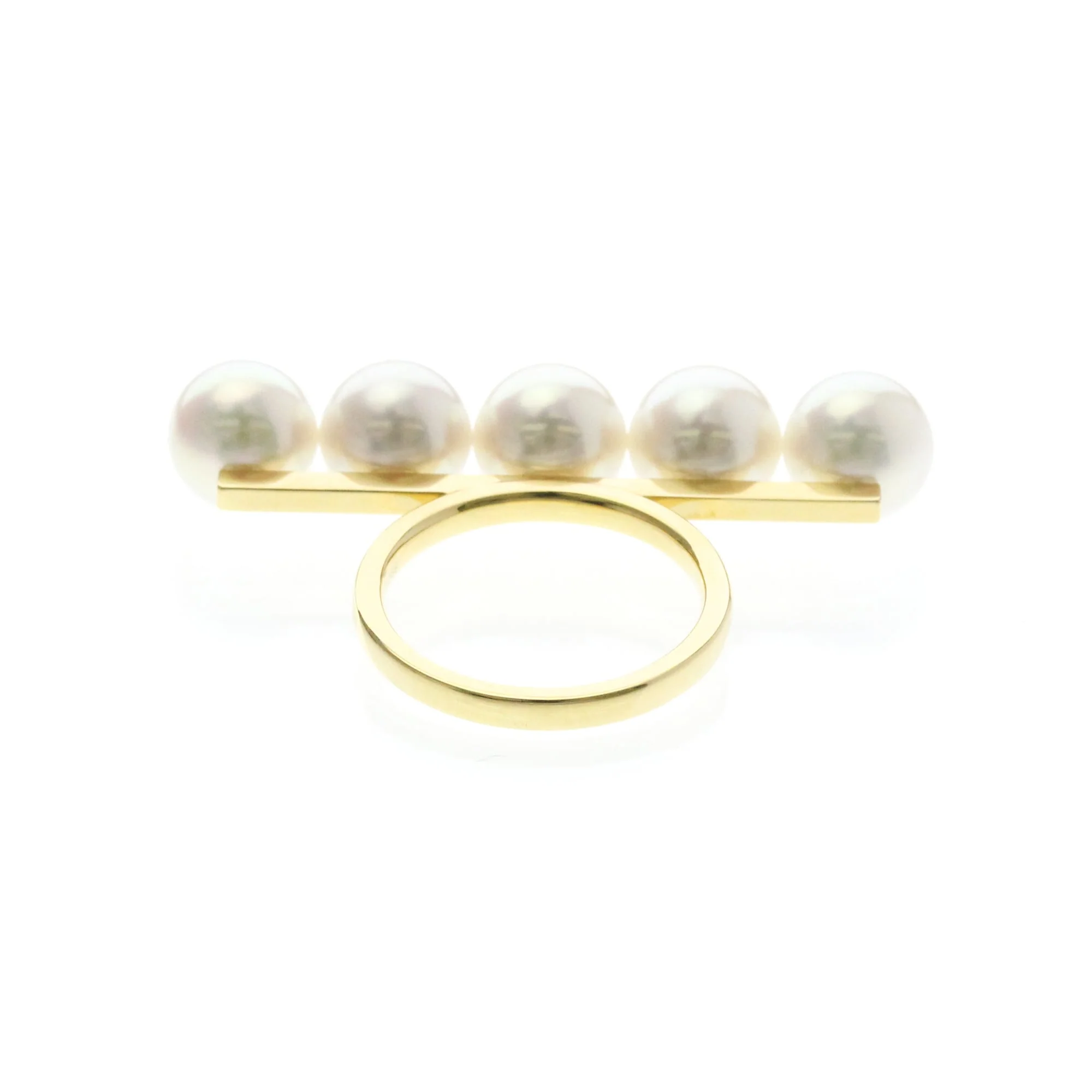 Band Ring 18K Yellow Gold with Pearl - Image 3