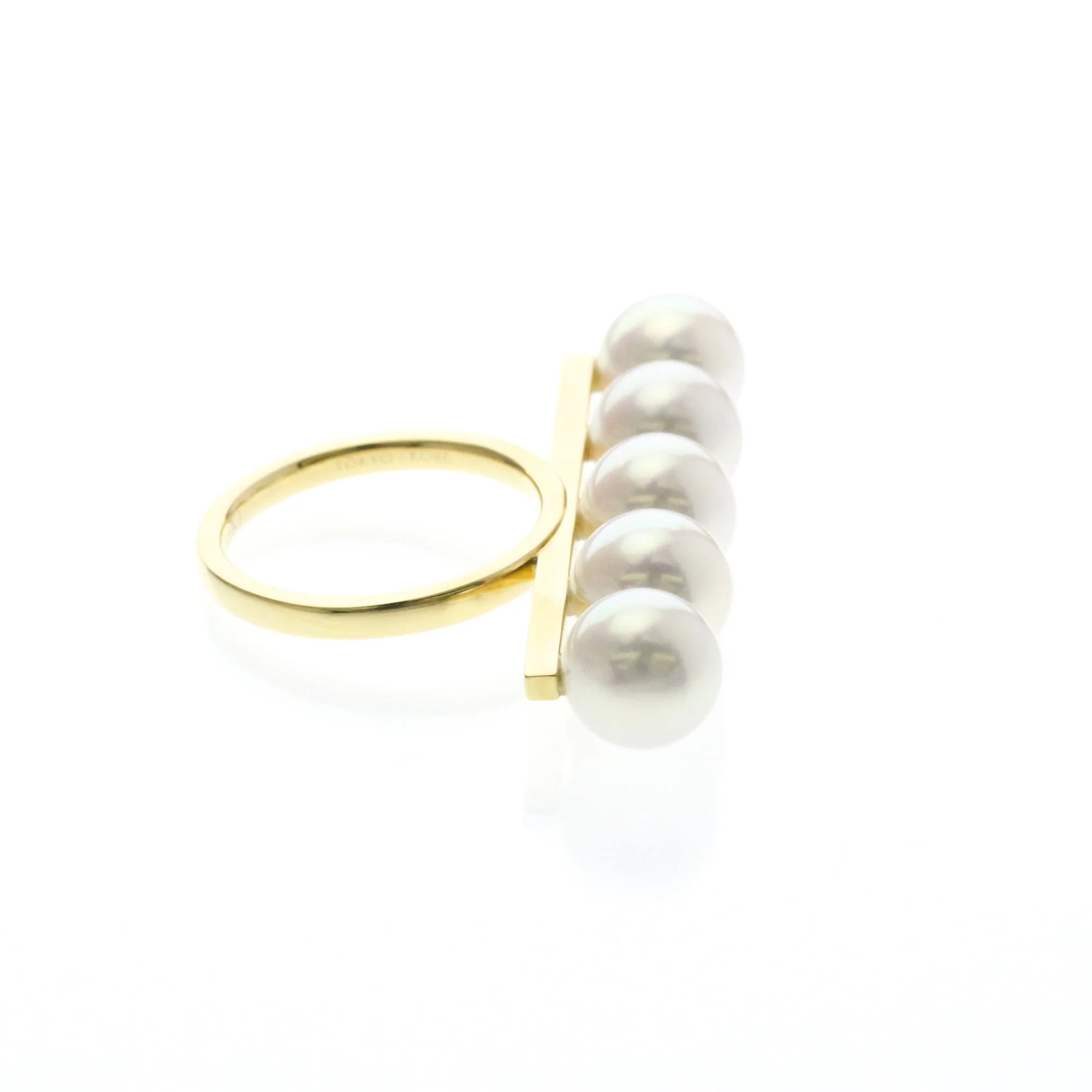 Band Ring 18K Yellow Gold with Pearl - Image 4