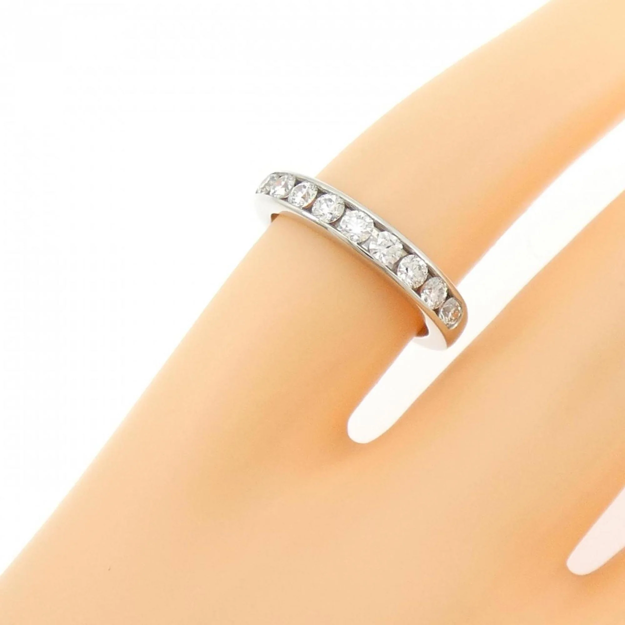Band Ring Platinum With Diamond Half Circle Channel Setting - Image 5