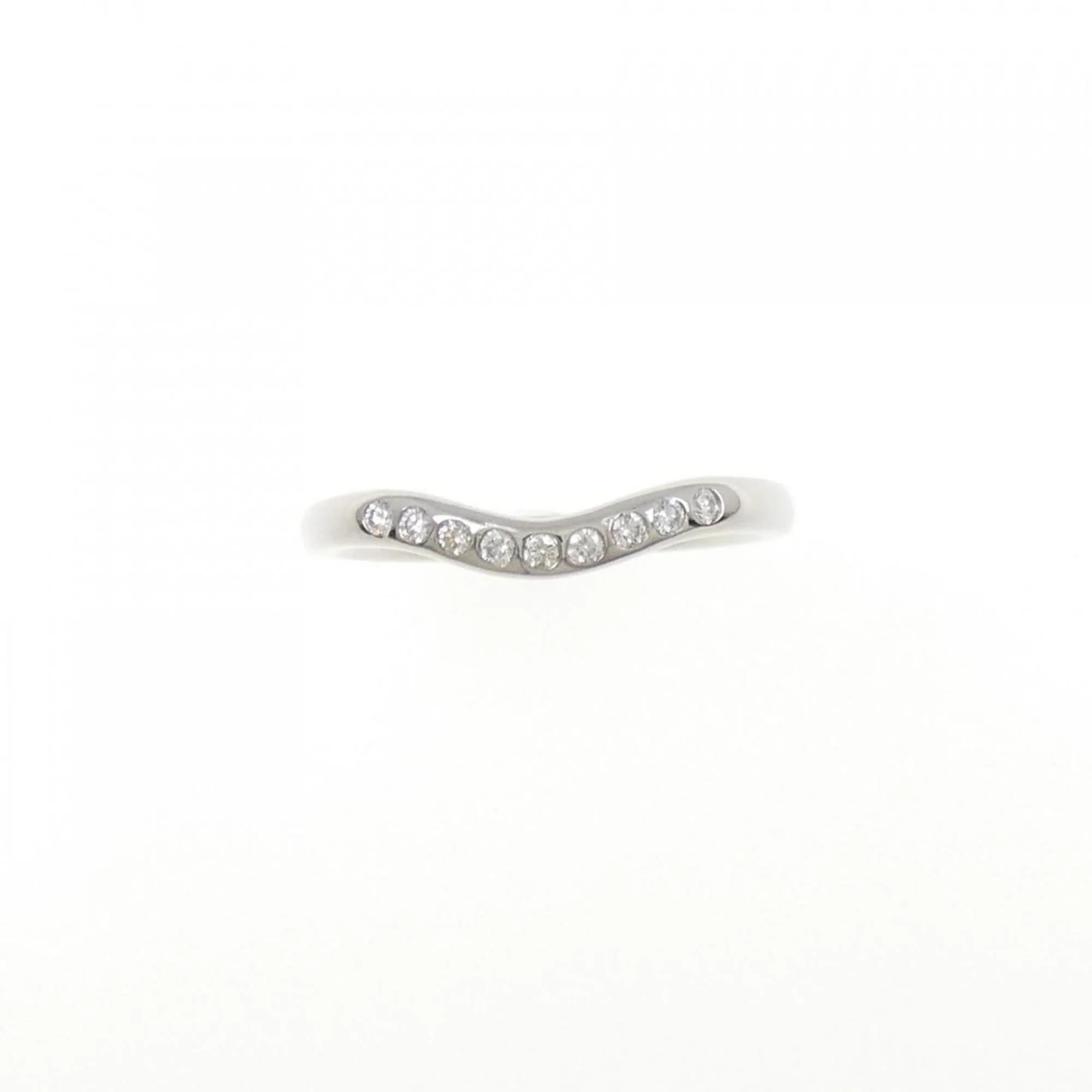 Curved 9P Ring Platinum with Diamond - Image 2