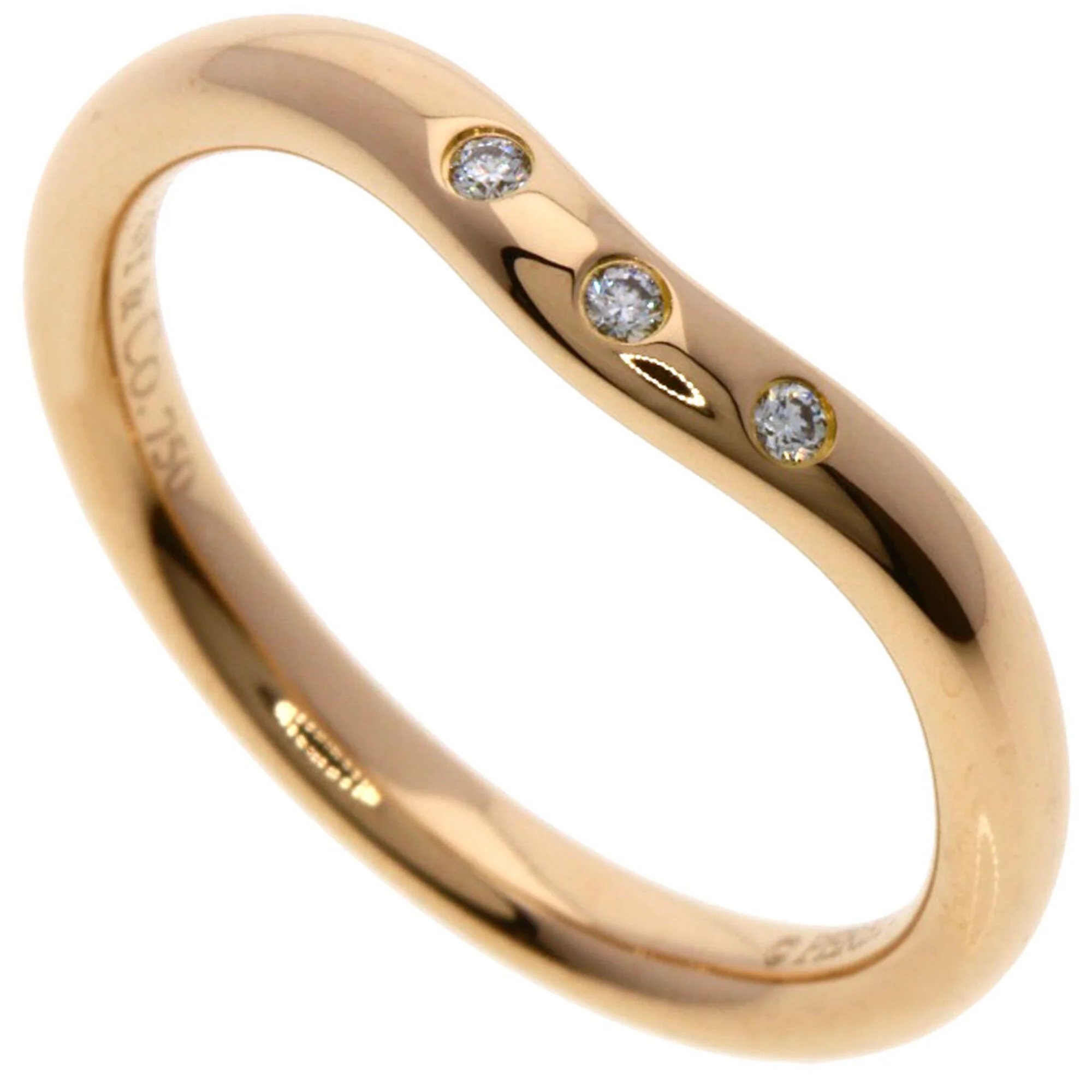 Curved Band Ring 18K Rose Gold with Diamond