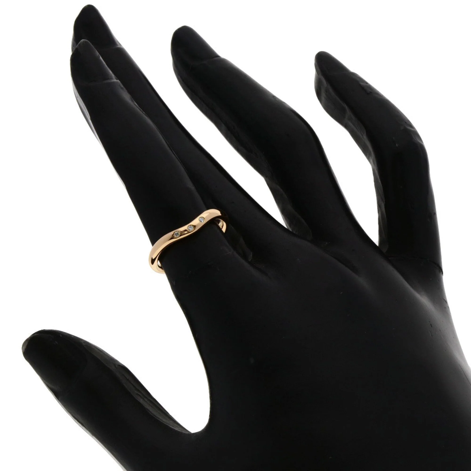 Curved Band Ring 18K Rose Gold with Diamond - Image 6