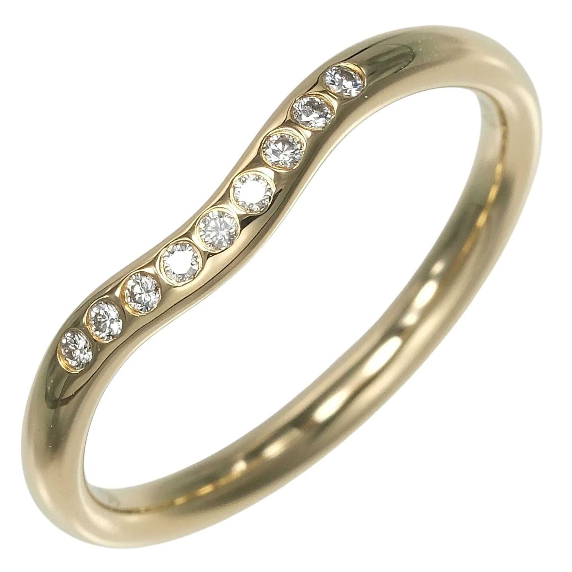 Curved Band Ring 18K Yellow Gold with Diamond