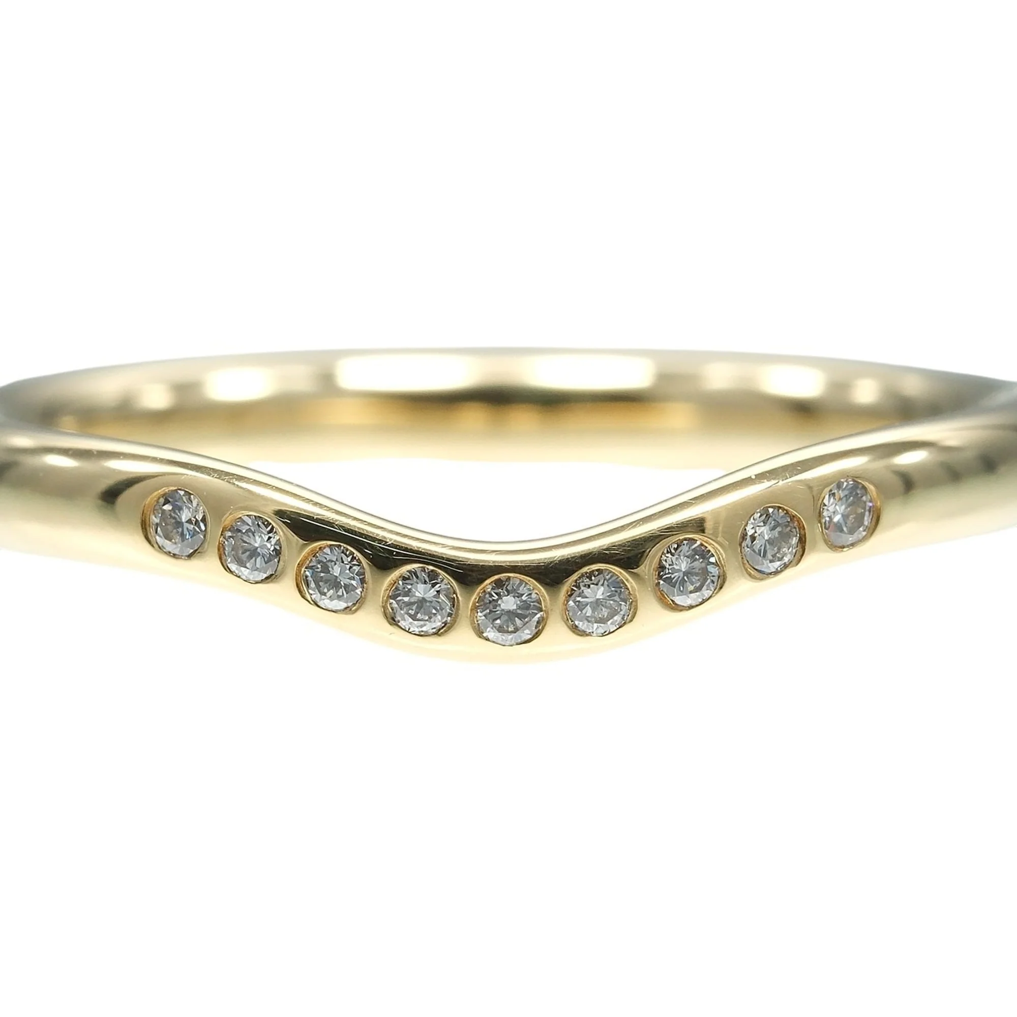 Curved Band Ring 18K Yellow Gold with Diamond - Image 6