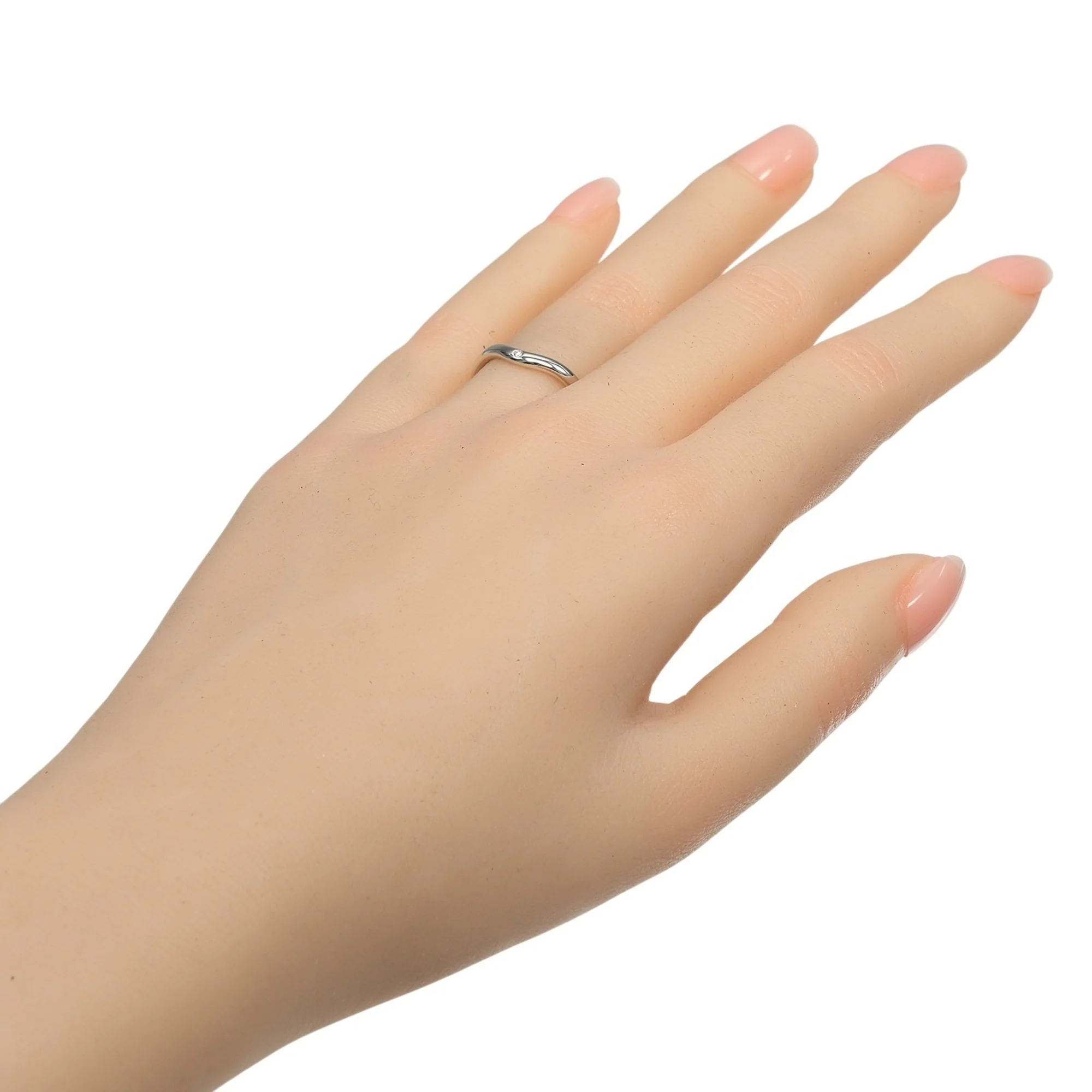 Curved Band Ring Platinum and Diamond - Image 2