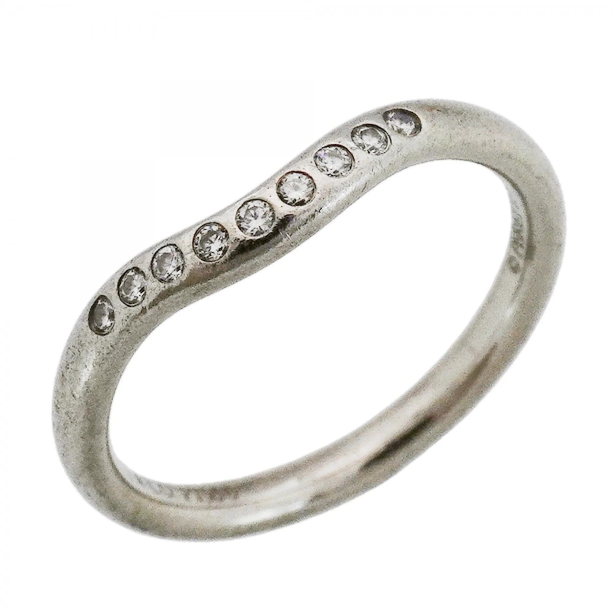 Curved Band Ring Platinum with Diamond